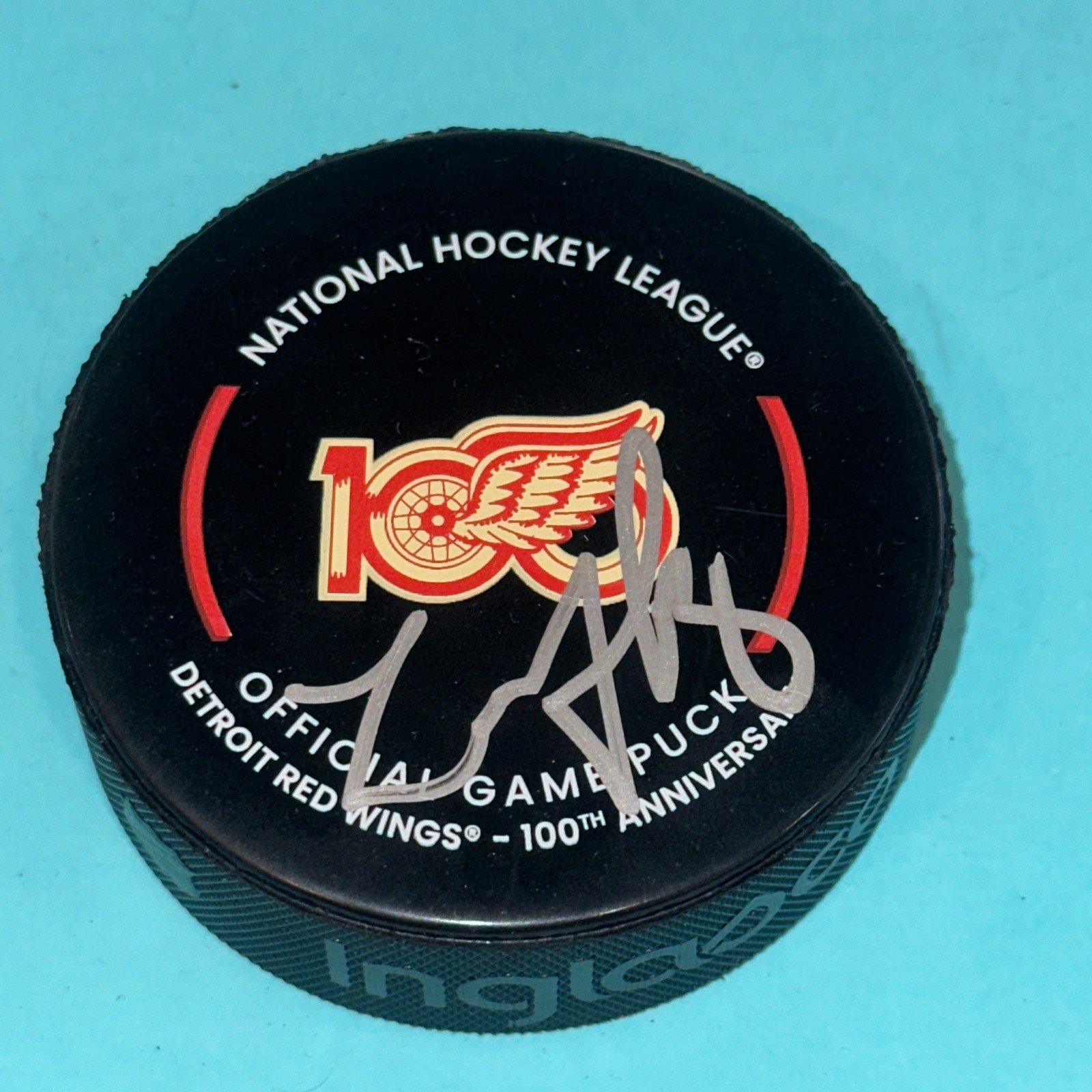 LARRY MURPHY Signed Detroit RED WINGS 100th Ann Official GAME Puck Beckett (BAS)