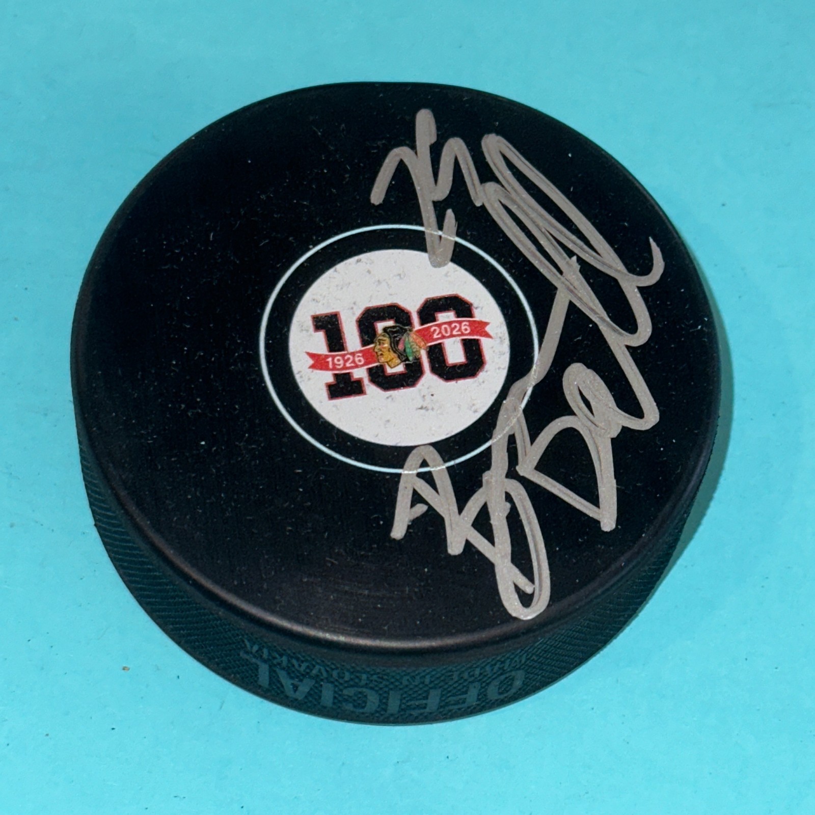 BRYAN BICKELL Signed Chicago BLACKHAWKS 100th Anniversary Puck Beckett (BAS)