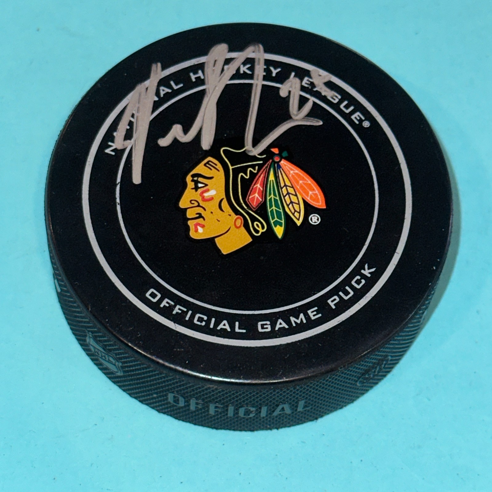 VIKTOR STALBERG Signed Chicago BLACKHAWKS Official GAME Puck Beckett (BAS)