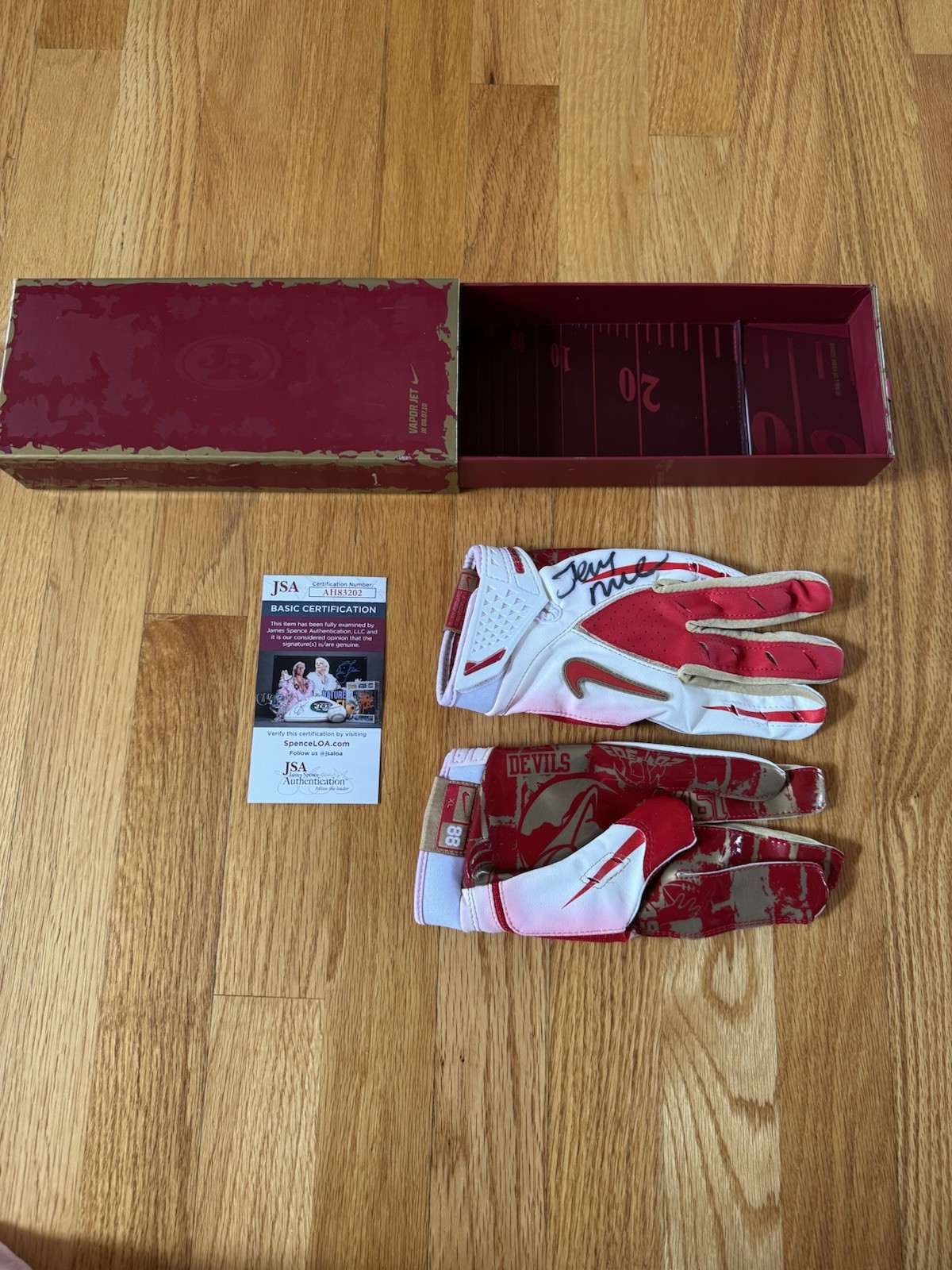 Holy Grail Floyd Little Jerry Rice Wide Receiver Gloves HoF 2010 JSA Read