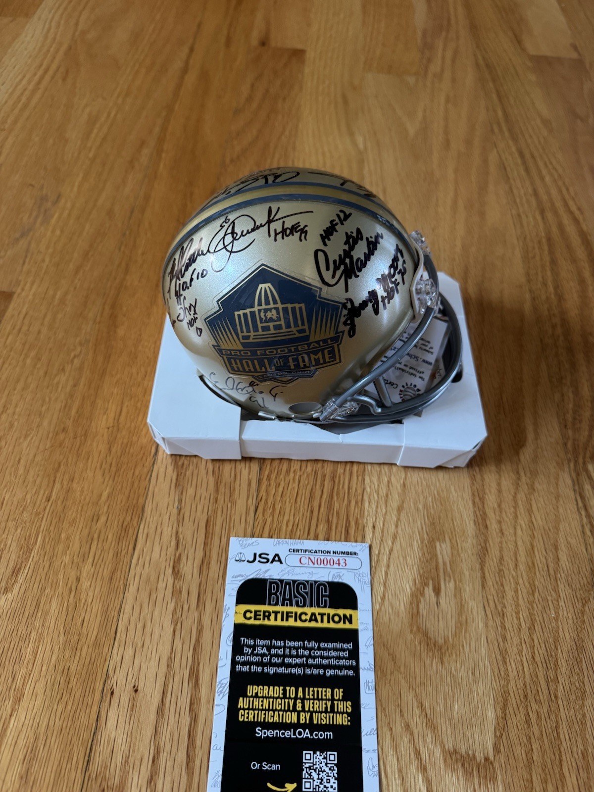 Sanders Martin Simpson Little Thurman + SIGNED RB HoF MINI HELMET JSA