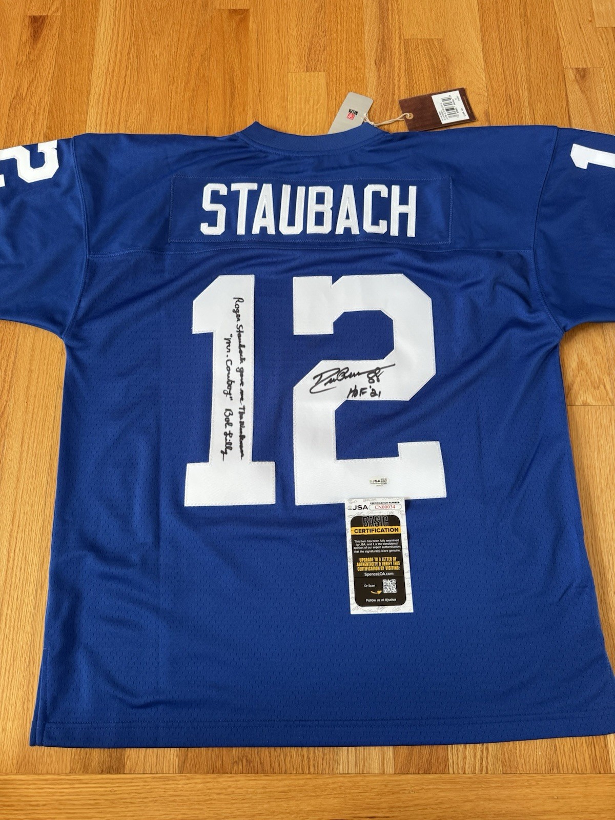 Staubach Jersey Signed Drew Pearson Bob Lilly DALLAS COWBOYS JSA  Inscribed Wow