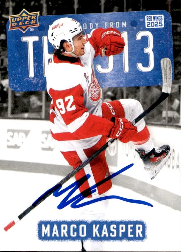 Marco Kasper Signed 2025/26 Detroit Red Wings Centennial 313 Insert Card #17