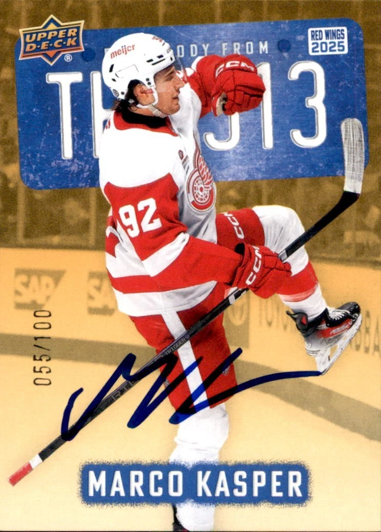 Marco Kasper Signed 2025/26 Detroit Red Wings Centennial 313 Gold /100 Card #17