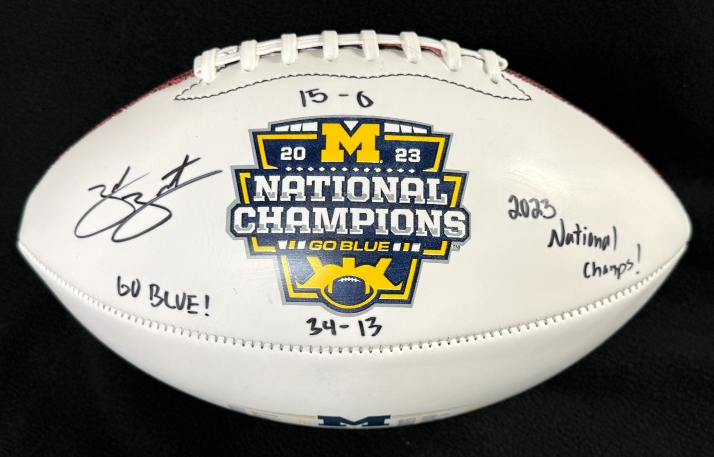 Zak Zinter Signed Inscribed Michigan Wolverines National Champions Football