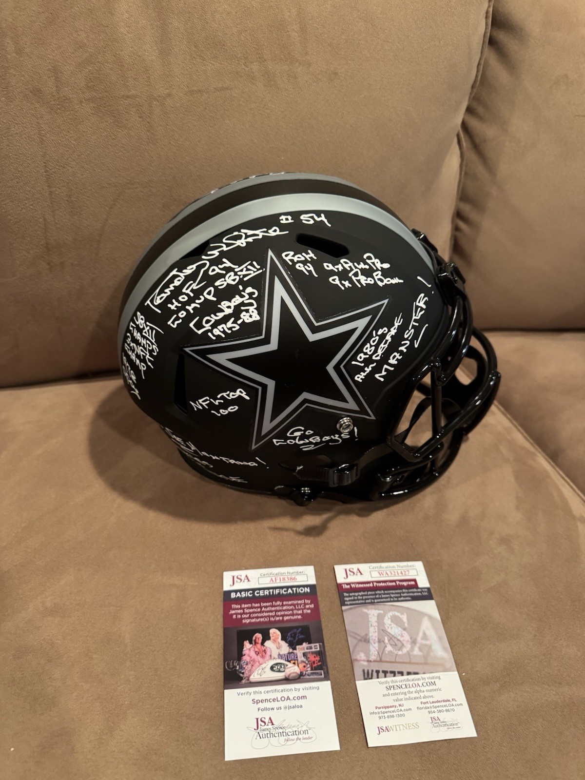 Bob Lilly Randy White SIGNED COWBOYS F/S Eclipse Stat HELMET JSA 33 INSCRIPTIONS