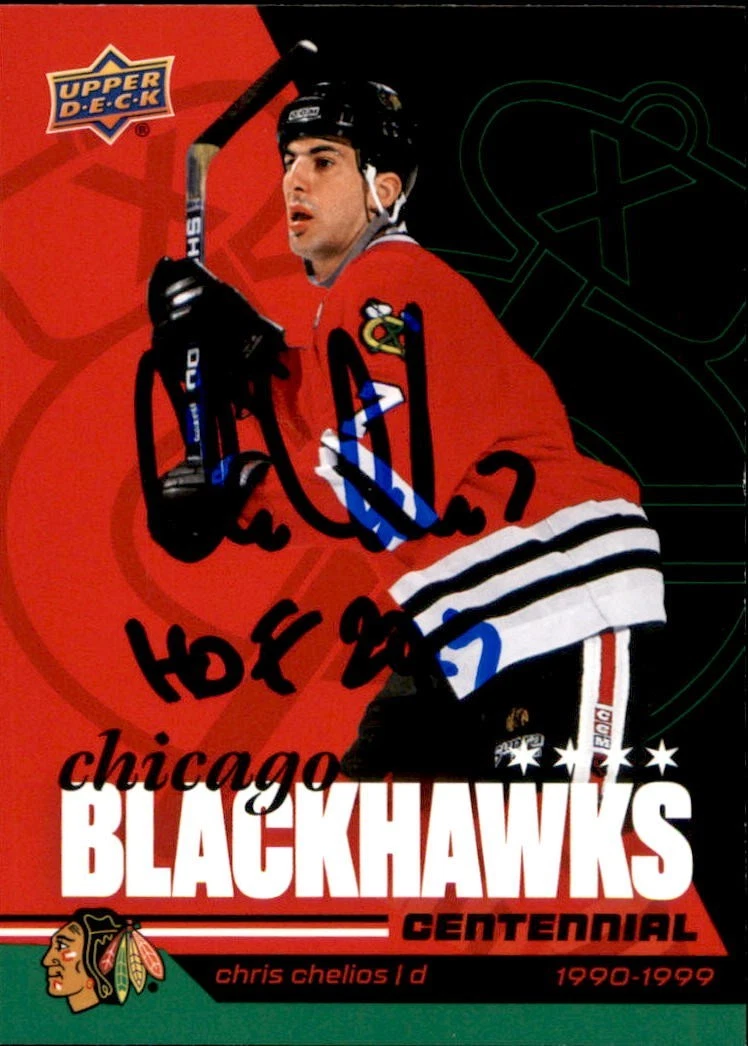 Chris Chelios Signed 2025/26 Upper Deck Chicago Blackhawks Centennial Card #97