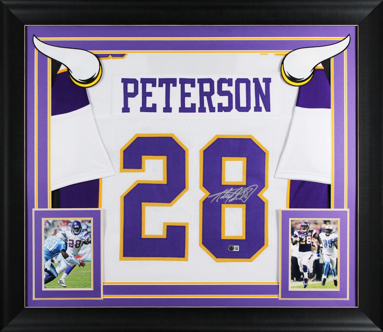 Adrian Peterson Authentic Signed White Pro Style Framed Jersey BAS Witnessed