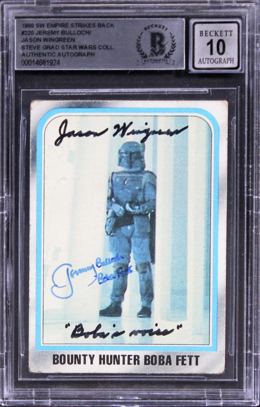 Jeremy Bulloch & Jason Wingreen Signed 1980 SW ESB #220 Card Auto 10 BAS Slab 2