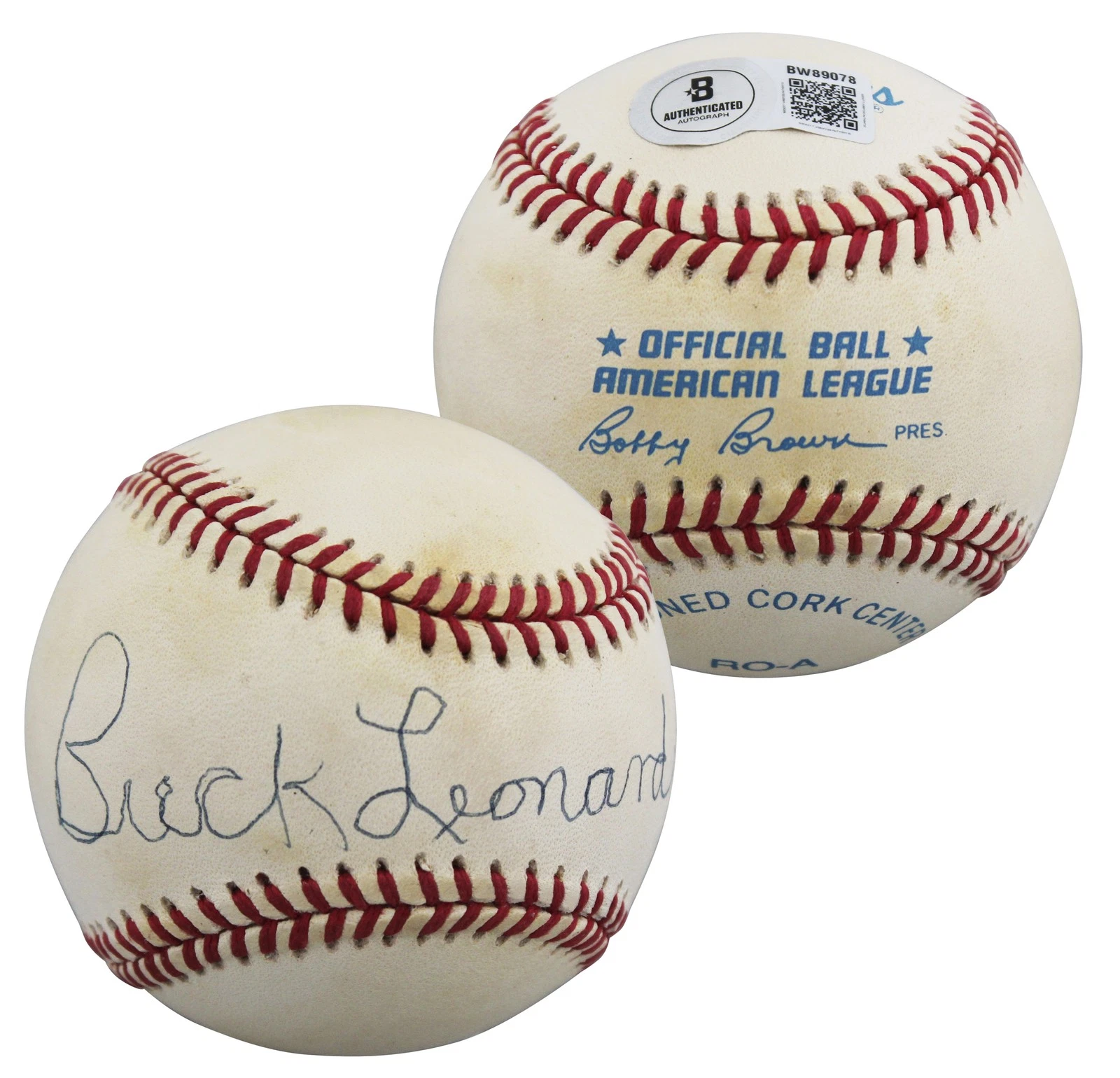 Grays Buck Leonard Authentic Signed Bobby Brown OAL Baseball BAS #BW89078