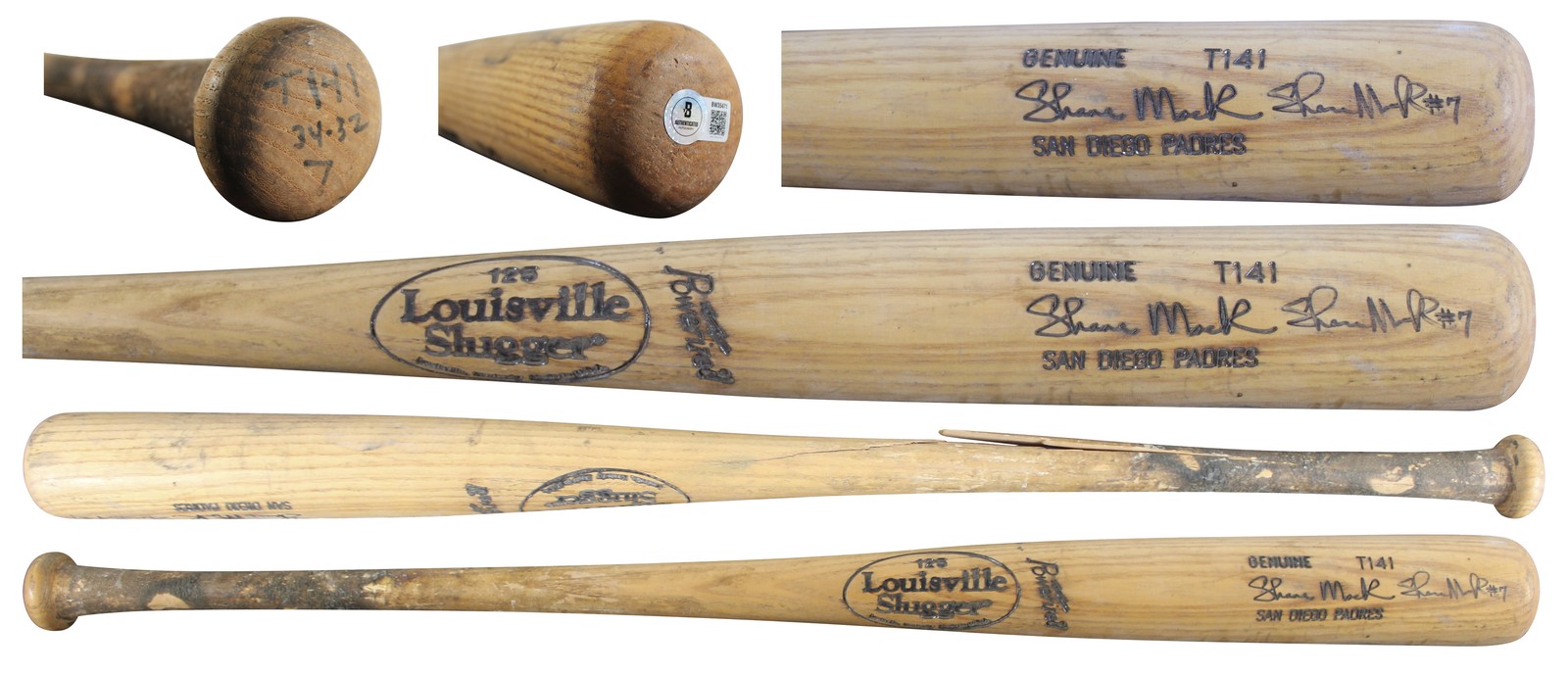 Padres Shane Mack Signed Game Used Louisville Slugger Player Model Bat BAS