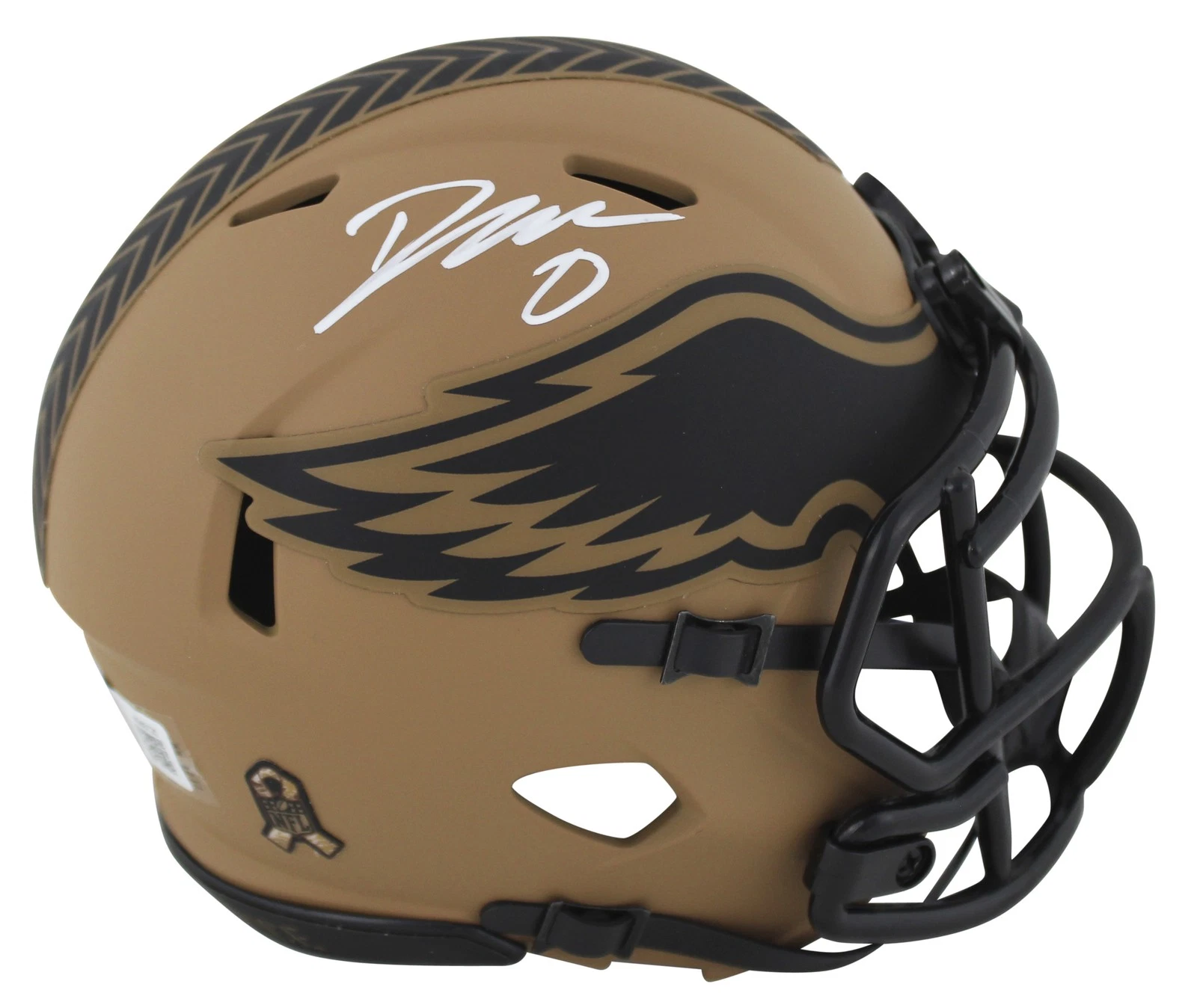 Eagles D'Andre Swift Signed Salute To Service II Speed Mini Helmet BAS Witnessed