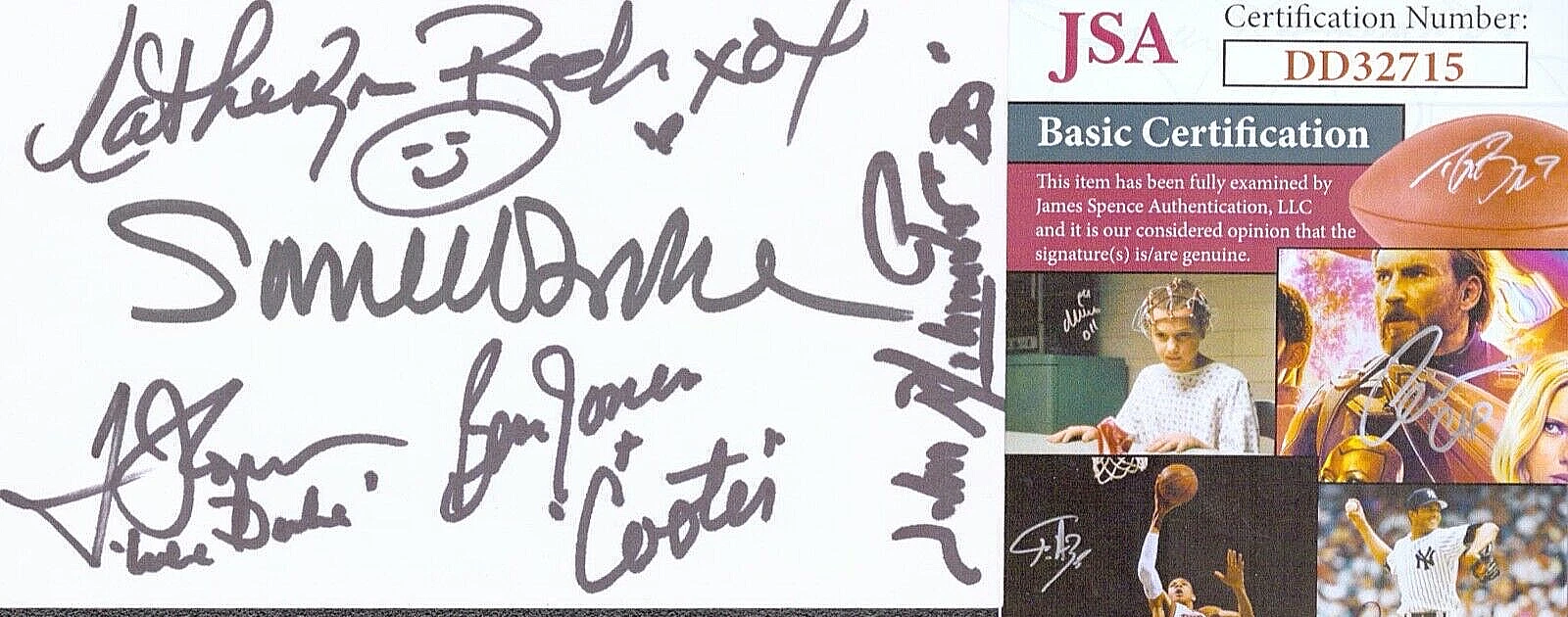 BACH BOOKE SCHNEIDER WOPAT JONES Dukes of Hazard Signed 3X5 Card JSA