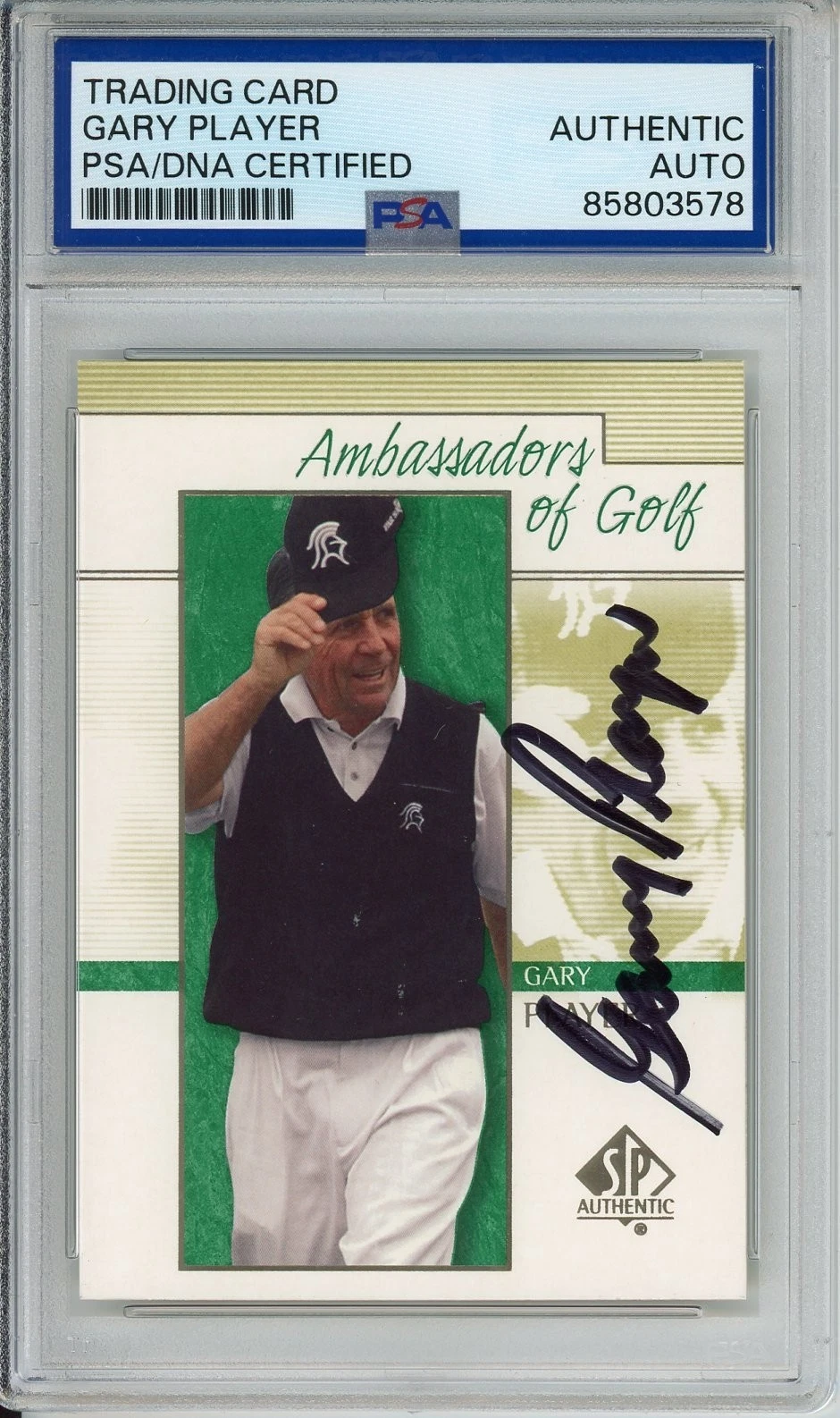 2001 UD SP AMBASSADORS OF GOLF GARY PLAYER SIGNED PSA DNA COA AUTOGRAPH HOF