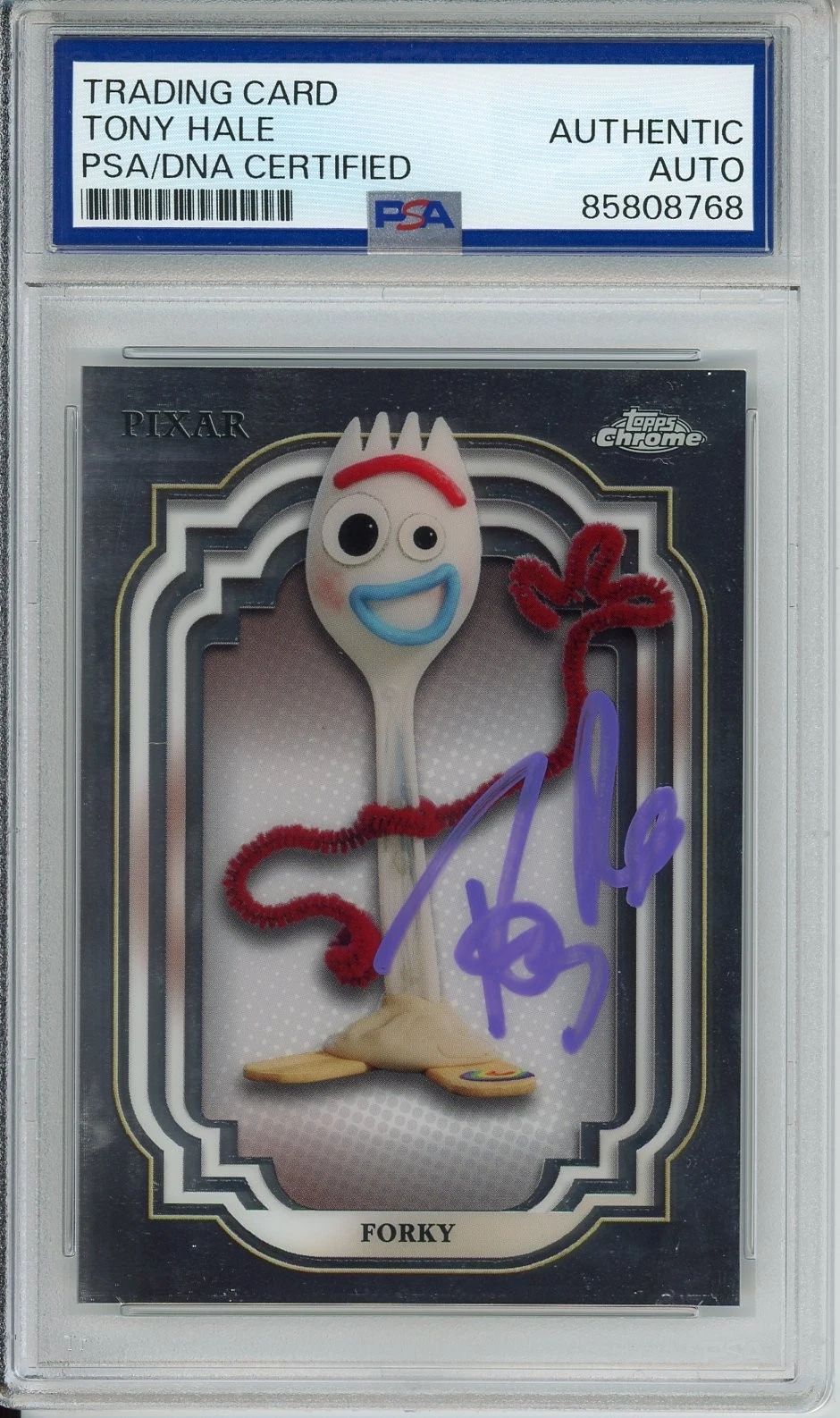 2024 TOPPS CHROME DISNEY TOY STORY FORKY TONY HALE SIGNED PSA DNA COA AUTOGRAPH