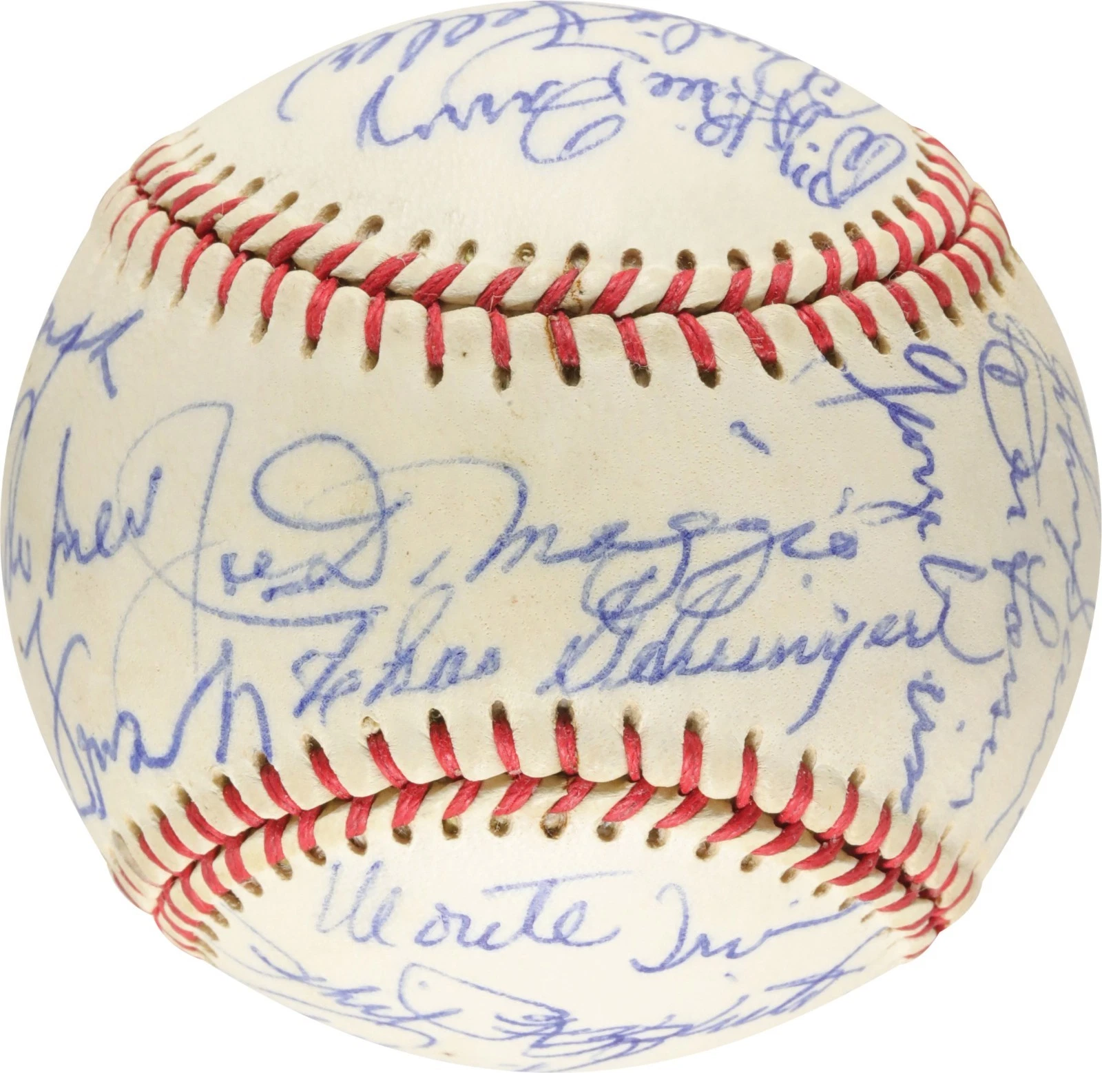 Joe Dimaggio Pie Traynor George Weiss HOF Multi Signed Baseball SGC COA