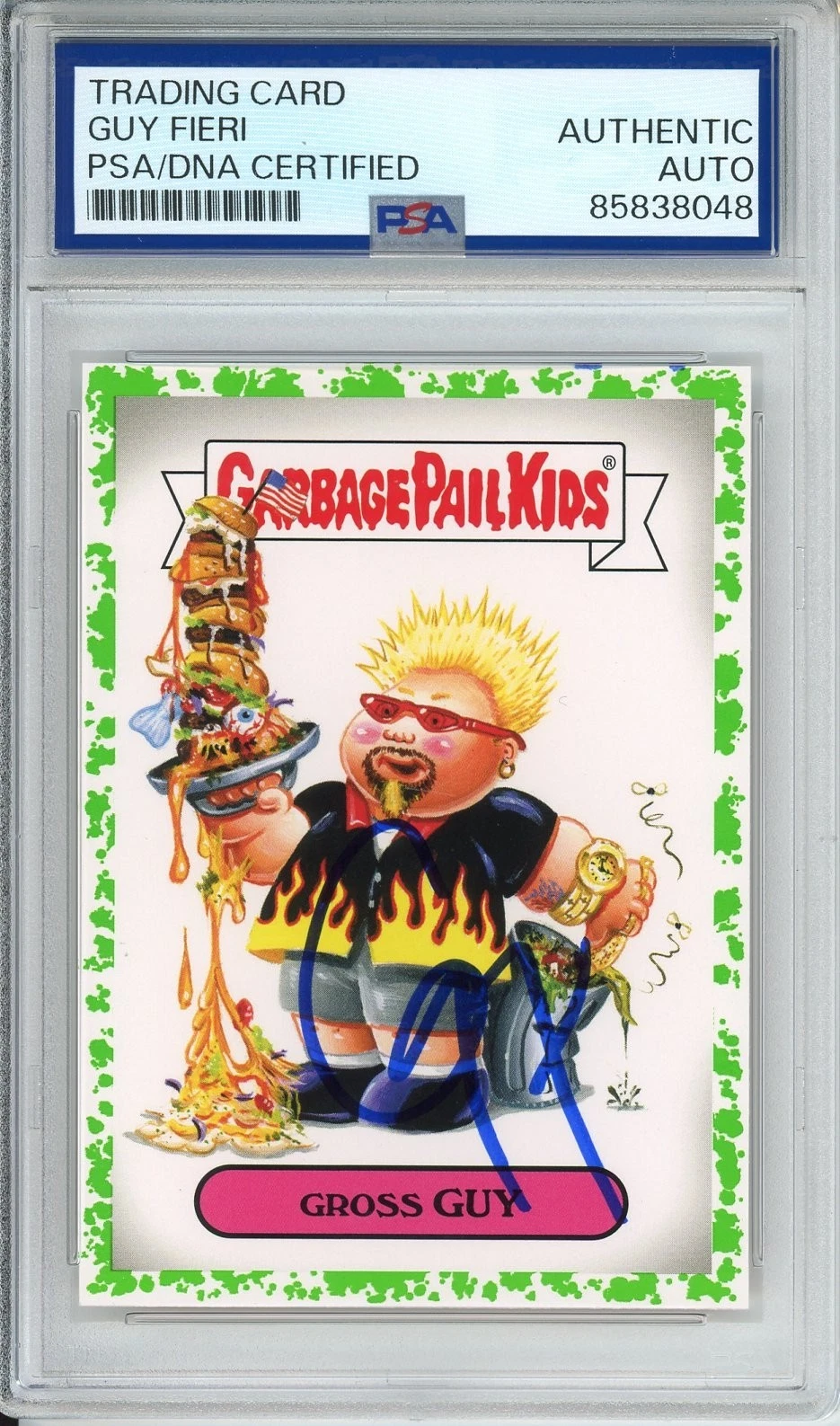 2016 Topps Garbage Pail Kids GPK Gross Guy Fieri Puke Green SIGNED PSA DNA COA