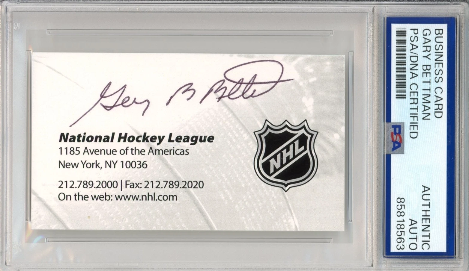 NHL COMMISSIONER GARY BETTMAN SIGNED BUSINESS CARD PSA DNA COA AUTOGRAPHED
