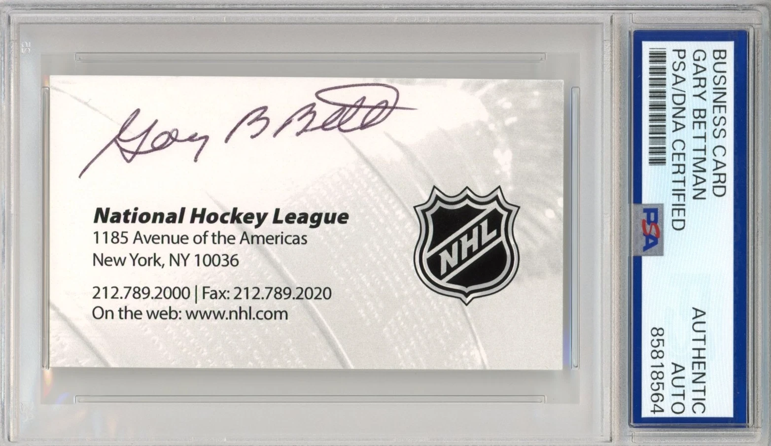NHL COMMISSIONER GARY BETTMAN SIGNED BUSINESS CARD PSA DNA CERTIFIED AUTOGRAPH