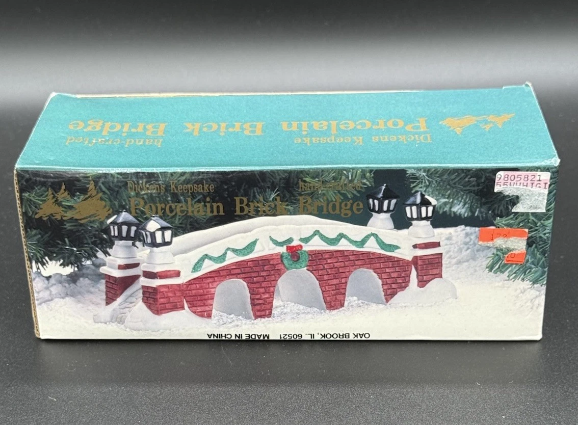 Vintage Dickens Keepsake Christmas Village Hand Crafted Porcelain Brick Bridge