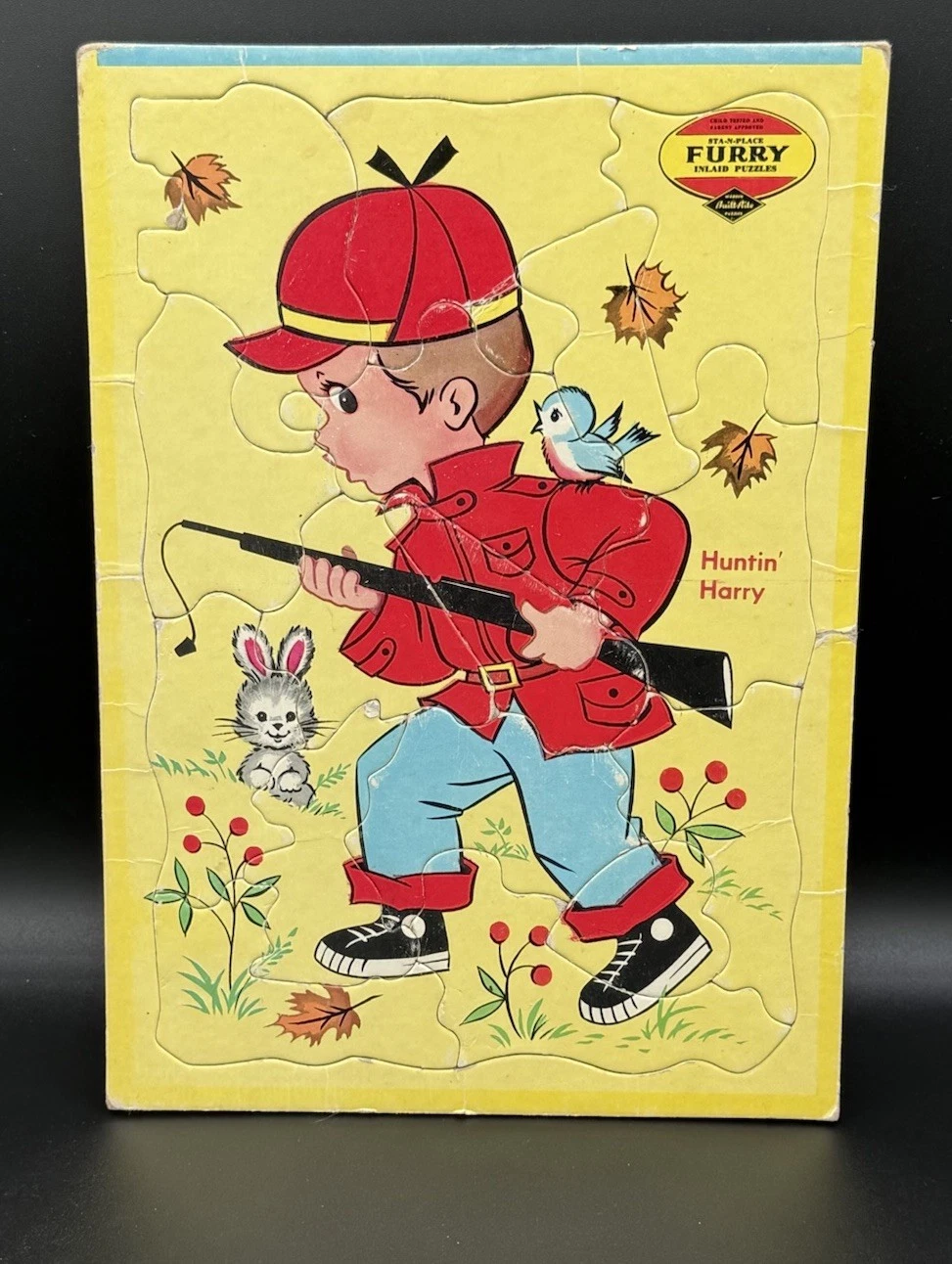 Vintage Huntin' Harry Sta-N-Place Warren Built Rite Puzzle