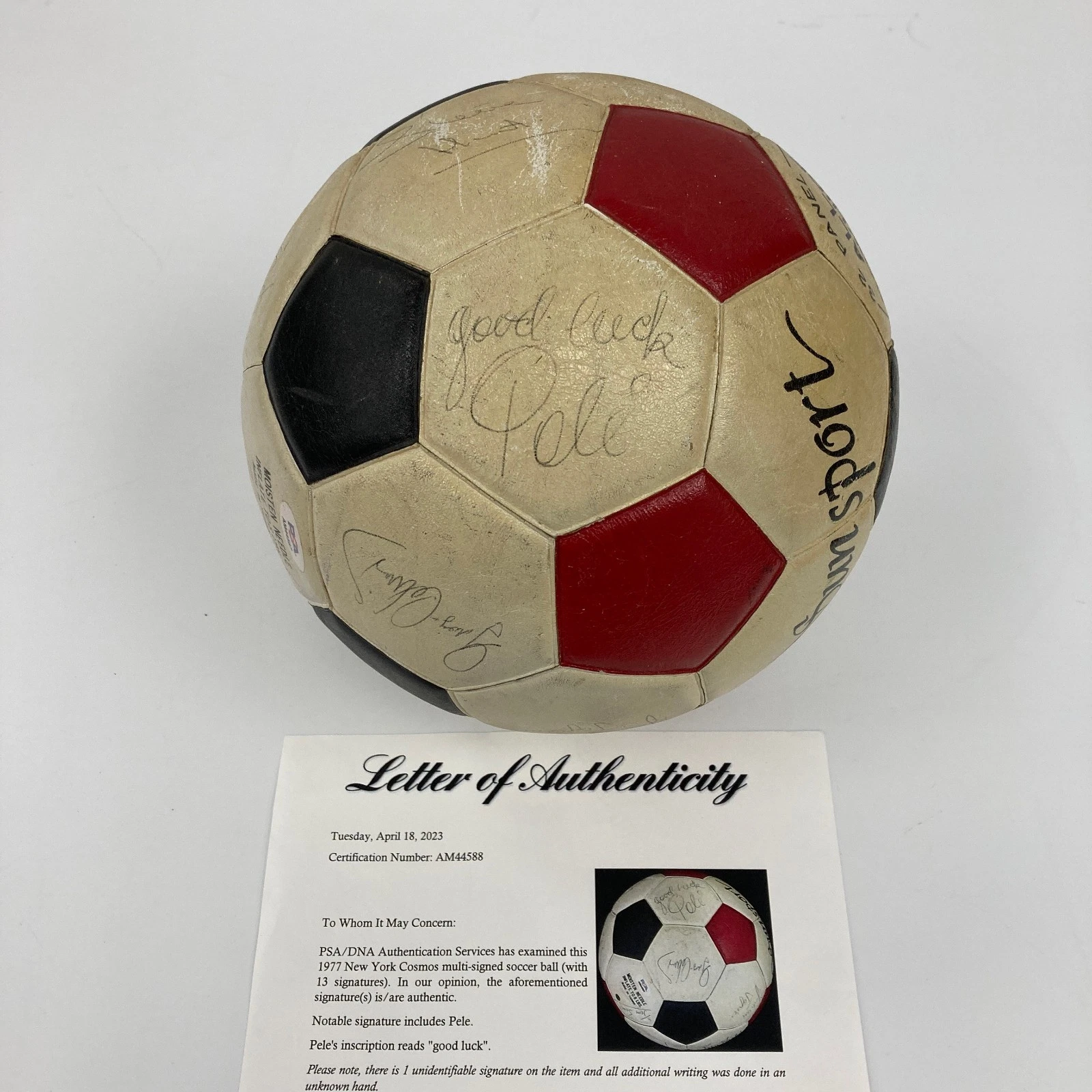 1977 New York Cosmos Pele Team Signed Vintage Soccer Ball PSA DNA World Cup