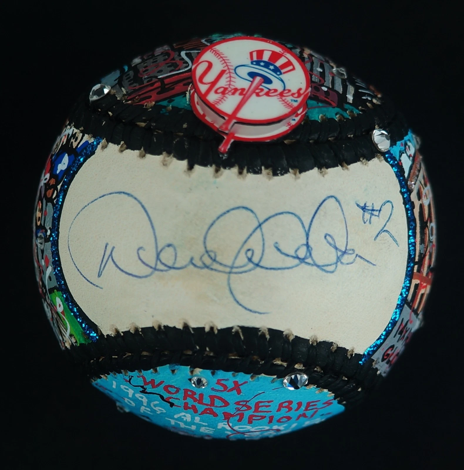 Derek Jeter Rookie Signed Charles Fazzino Hand Painted Pop Art Baseball JSA COA