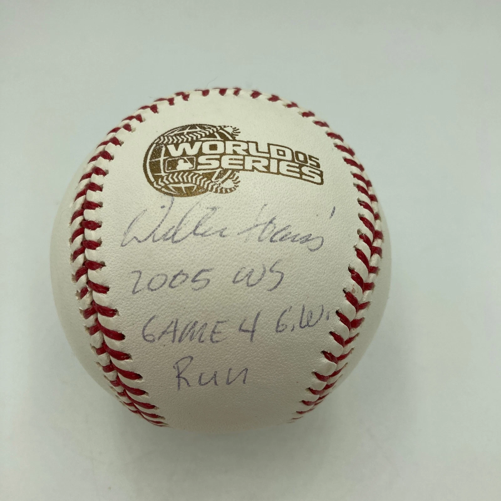 Willie Harris Game 4 G.W. Run Signed Official 2005 World Series Baseball JSA COA