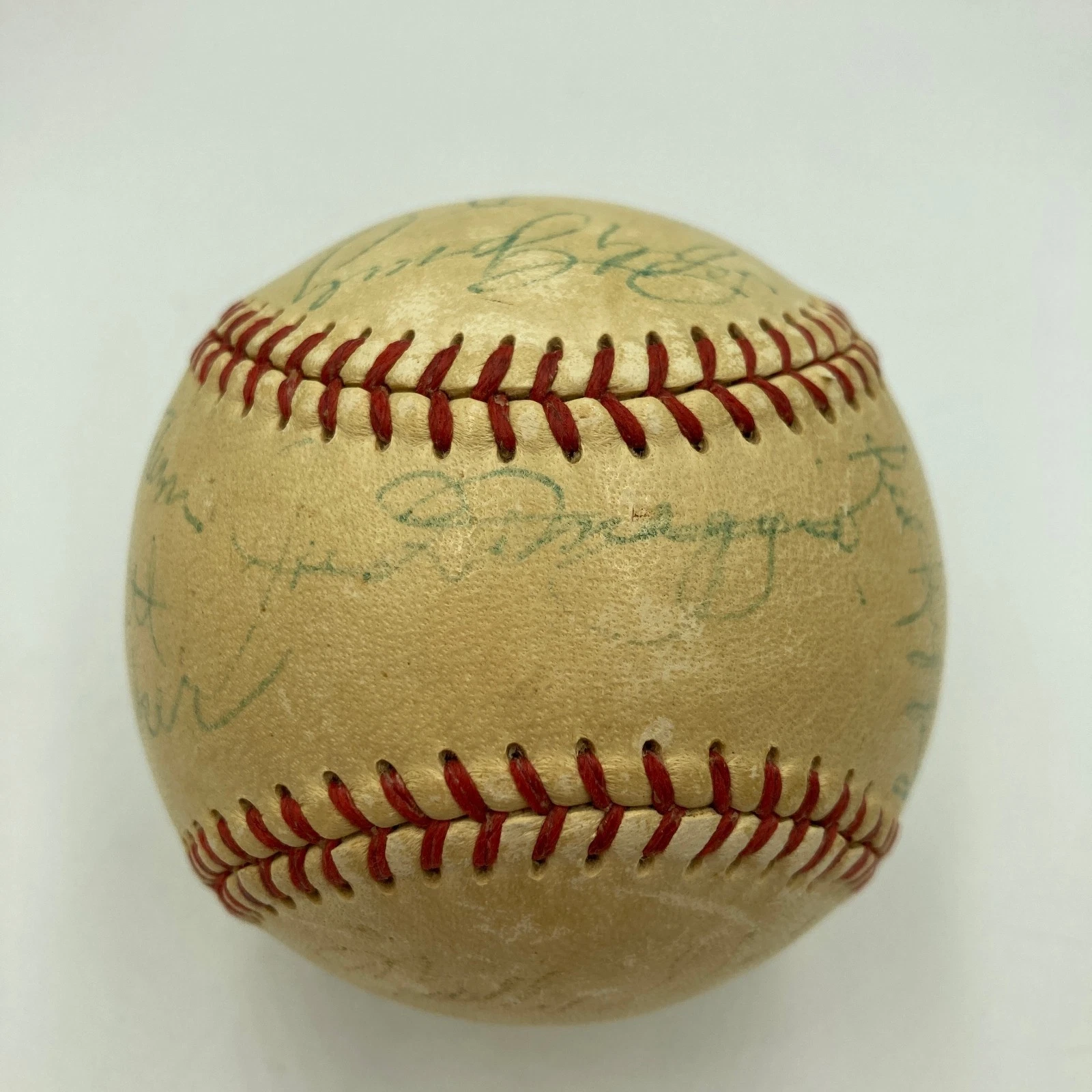 Joe Dimaggio Frank Baker Bob Shawkey Earle Combs Red Rolfe Signed Baseball PSA