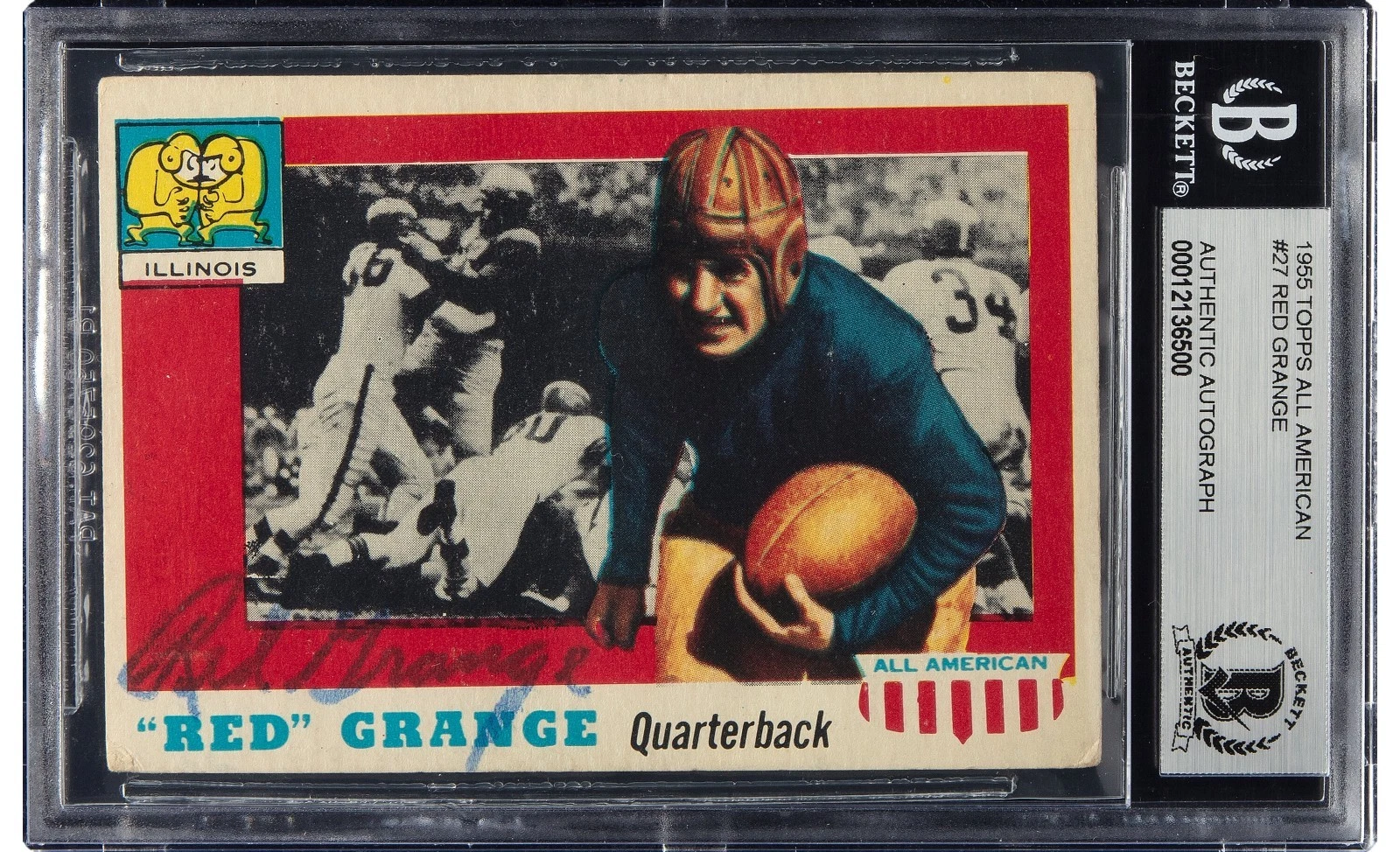 Red Grange Signed 1955 Topps All-American #27 Football Card BGS Certified