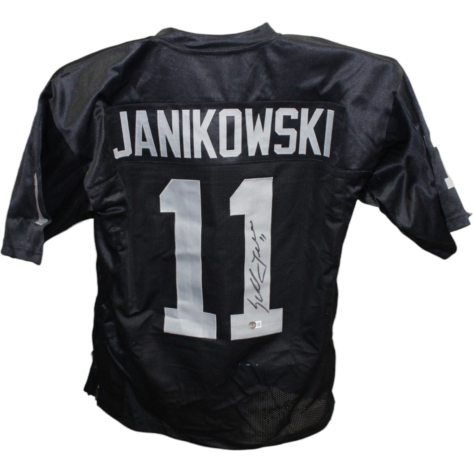 Sebastian Janikowski Autographed/Signed Pro Style XL Jersey Black Beckett 42556