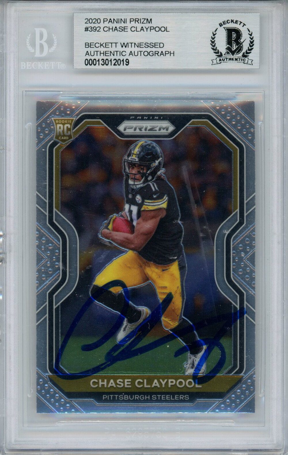 Chase Claypool Autographed 2021 Panini Prizm #392 Trading Card BAS Slab 32379