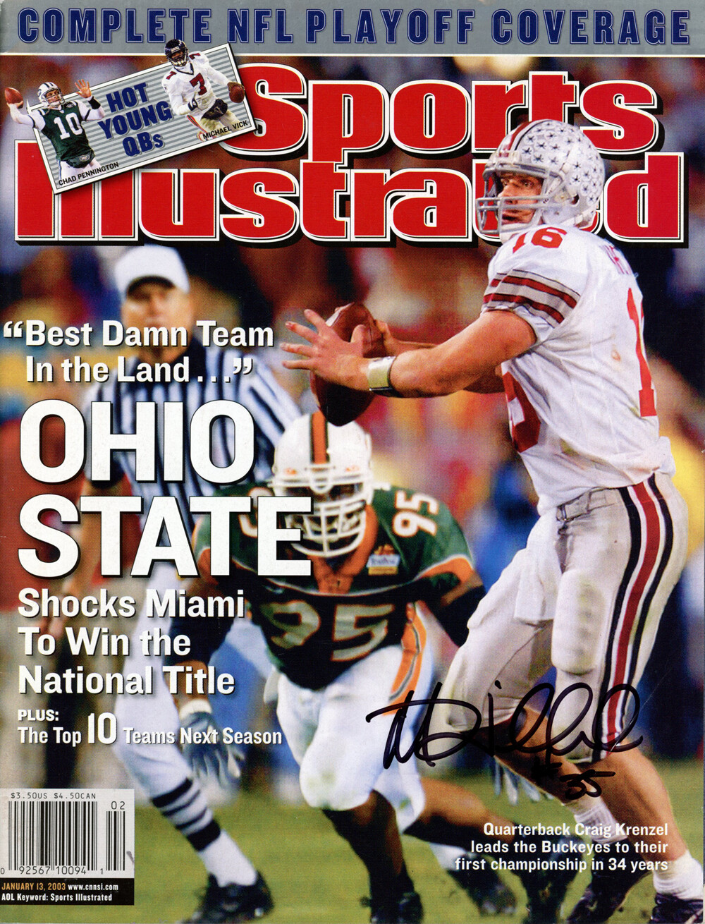 Matt Wilhelm Autographed 1/13/2003 Sports Illustrated Magazine Beckett 38145