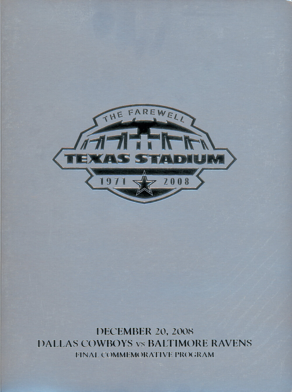 Texas Stadium Farewell Commemorative Program 12/20/2008 vs Ravens 38348