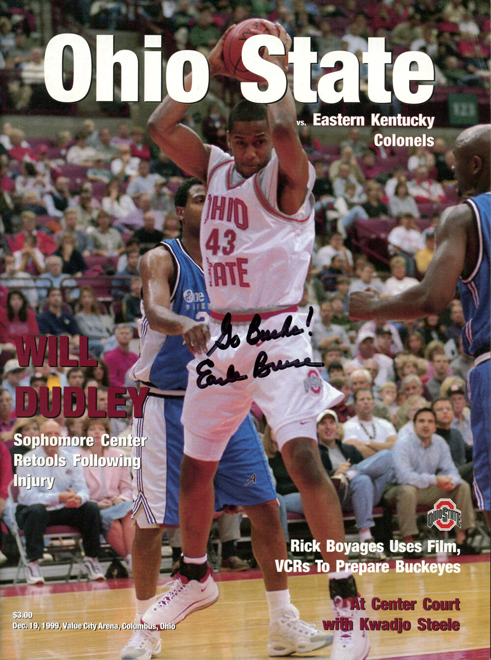 Earle Bruce Signed 12/19/1999 Ohio St vs East Kentucky Program Beckett 38173