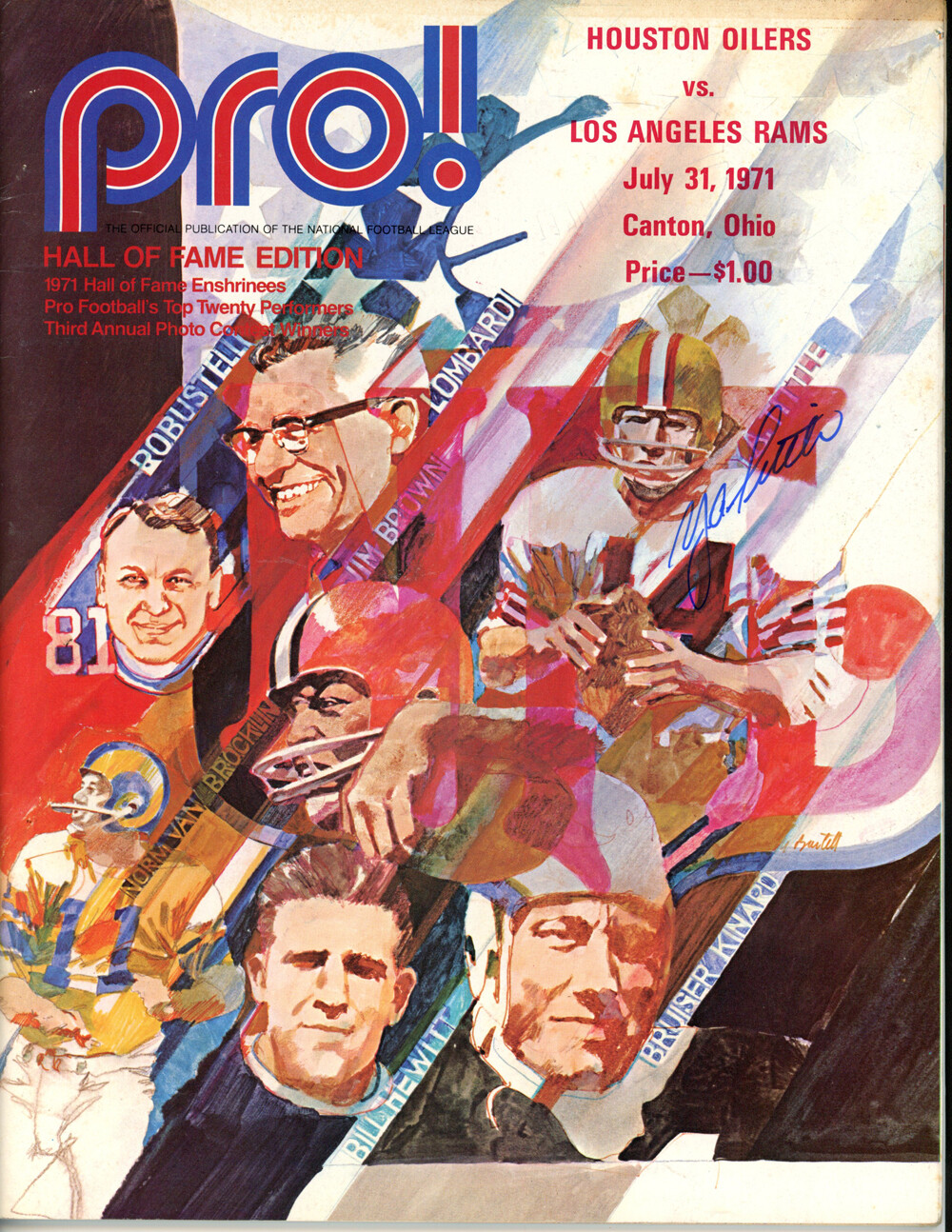 Ya Tittle Autographed/Signed 1971 Gameday Magazine Beckett 38064