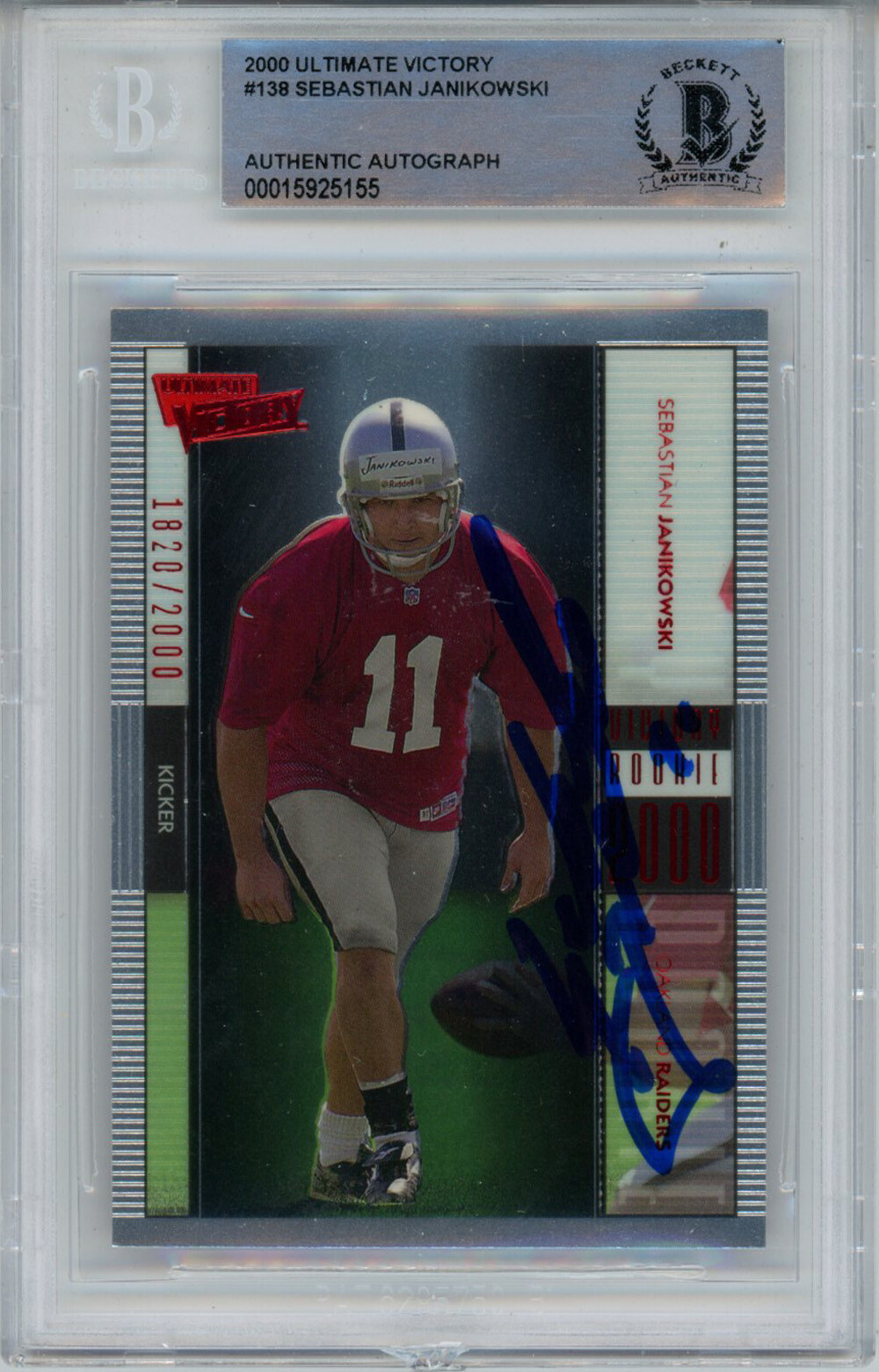 Sebastian Janikowski Signed 2000 Upper Deck Ultimate Victory #138 Card BAS 42897