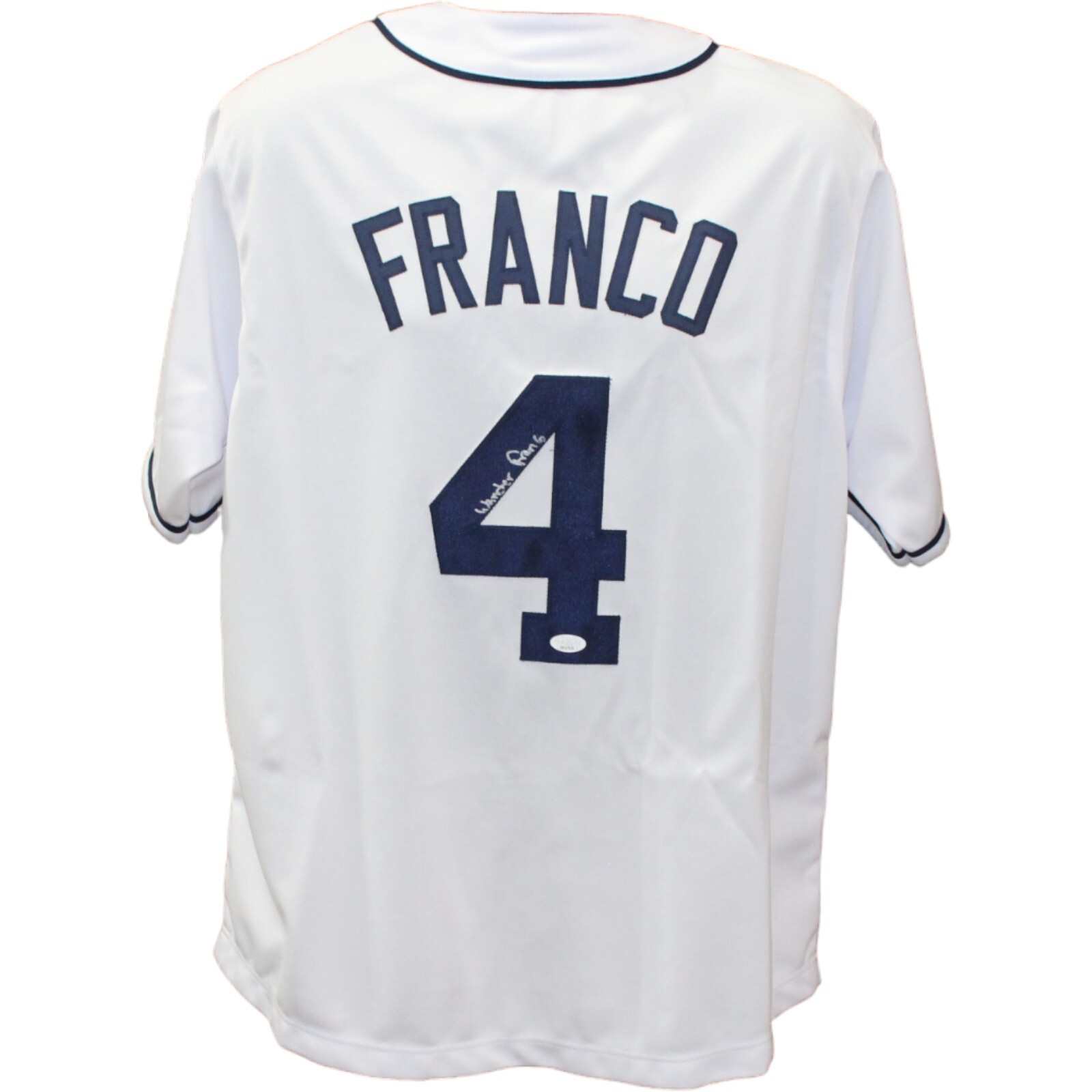 Wander Franco Autographed/Signed Pro Style White Jersey JSA 43532