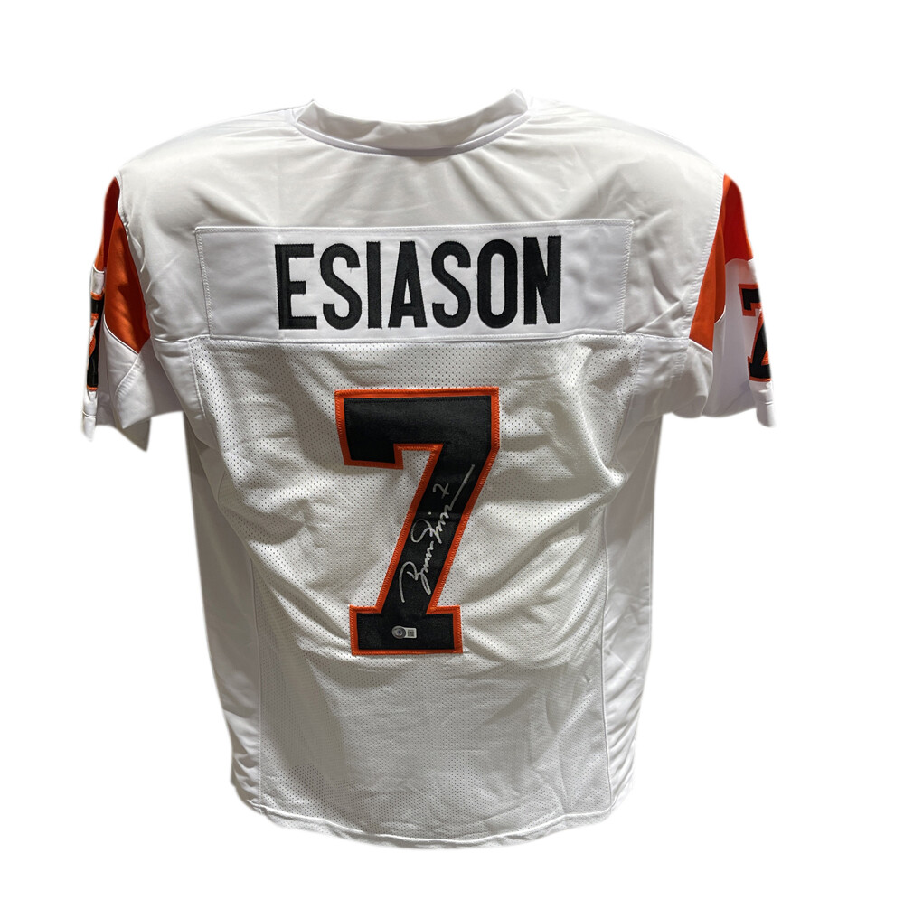 Boomer Esiason Autographed/Signed Pro Style White Jersey Beckett 40426