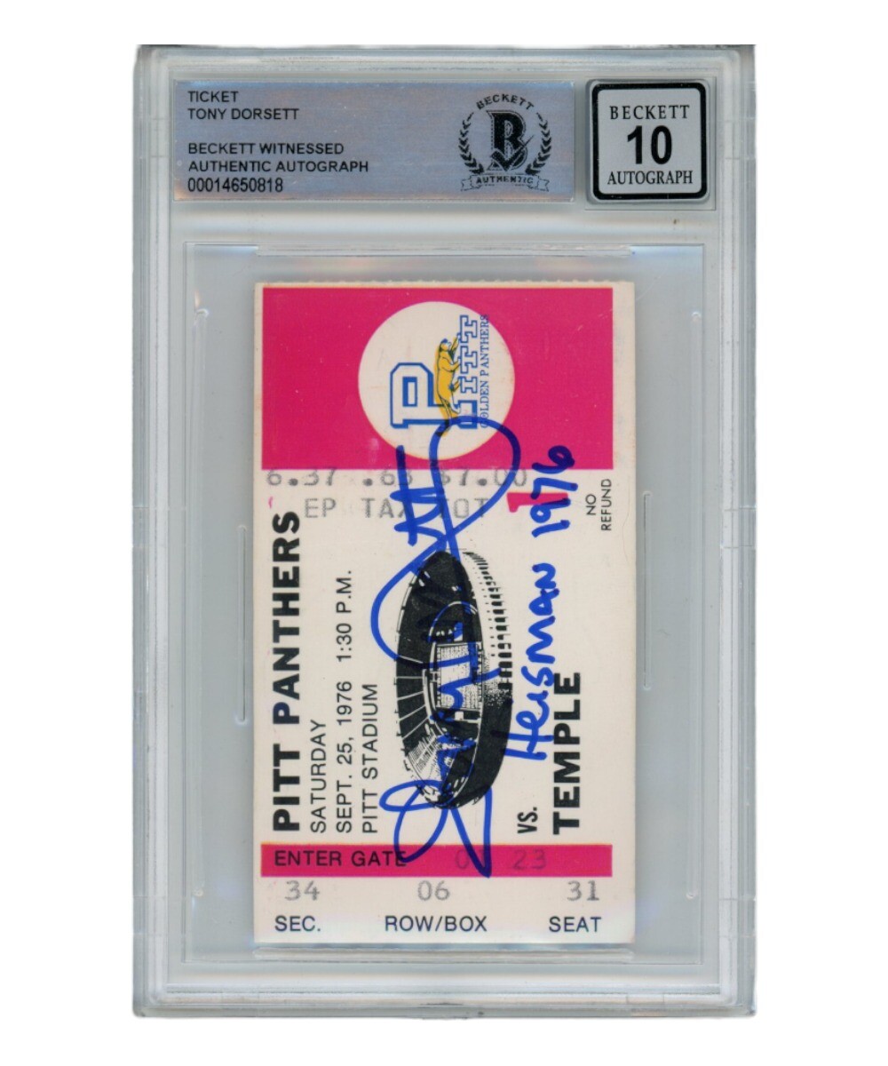 Tony Dorsett Autographed/Signed 9/25/1976 Ticket Heisman Beckett 39424