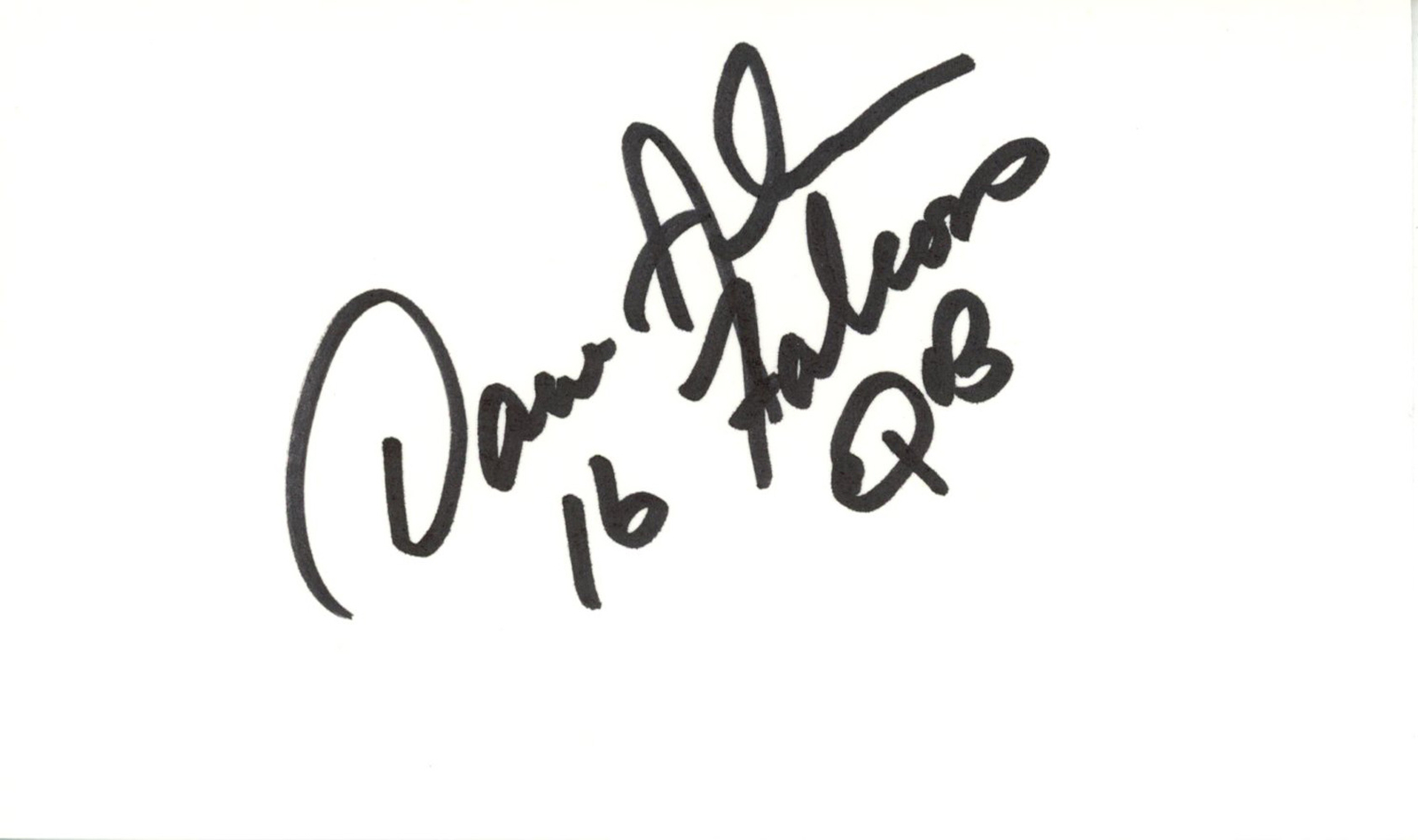 Dave Archer Autographed Atlanta Falcons Index Card Falcons QB BAS 45399