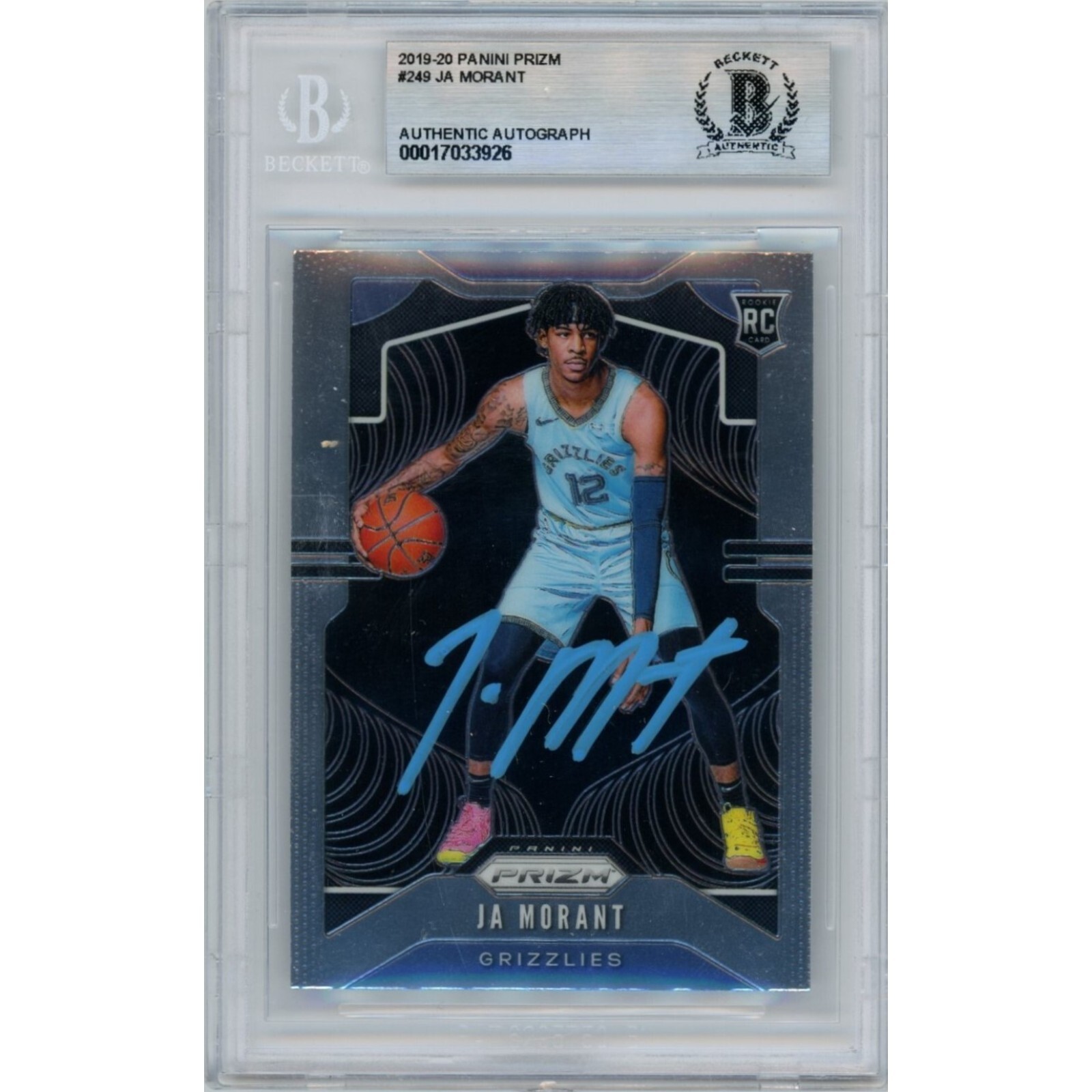 Ja Morant Autographed/Signed 2019 Prizm #249 Card Beckett 46446