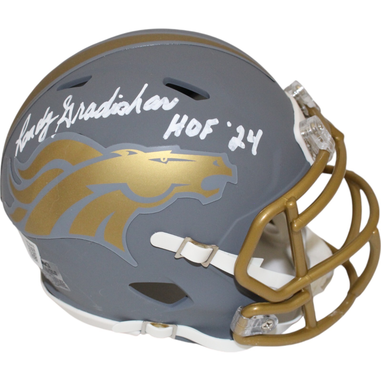 Randy Gradishar Autographed Denver Broncos Slate Mini Helmet HOF Beckett 46933