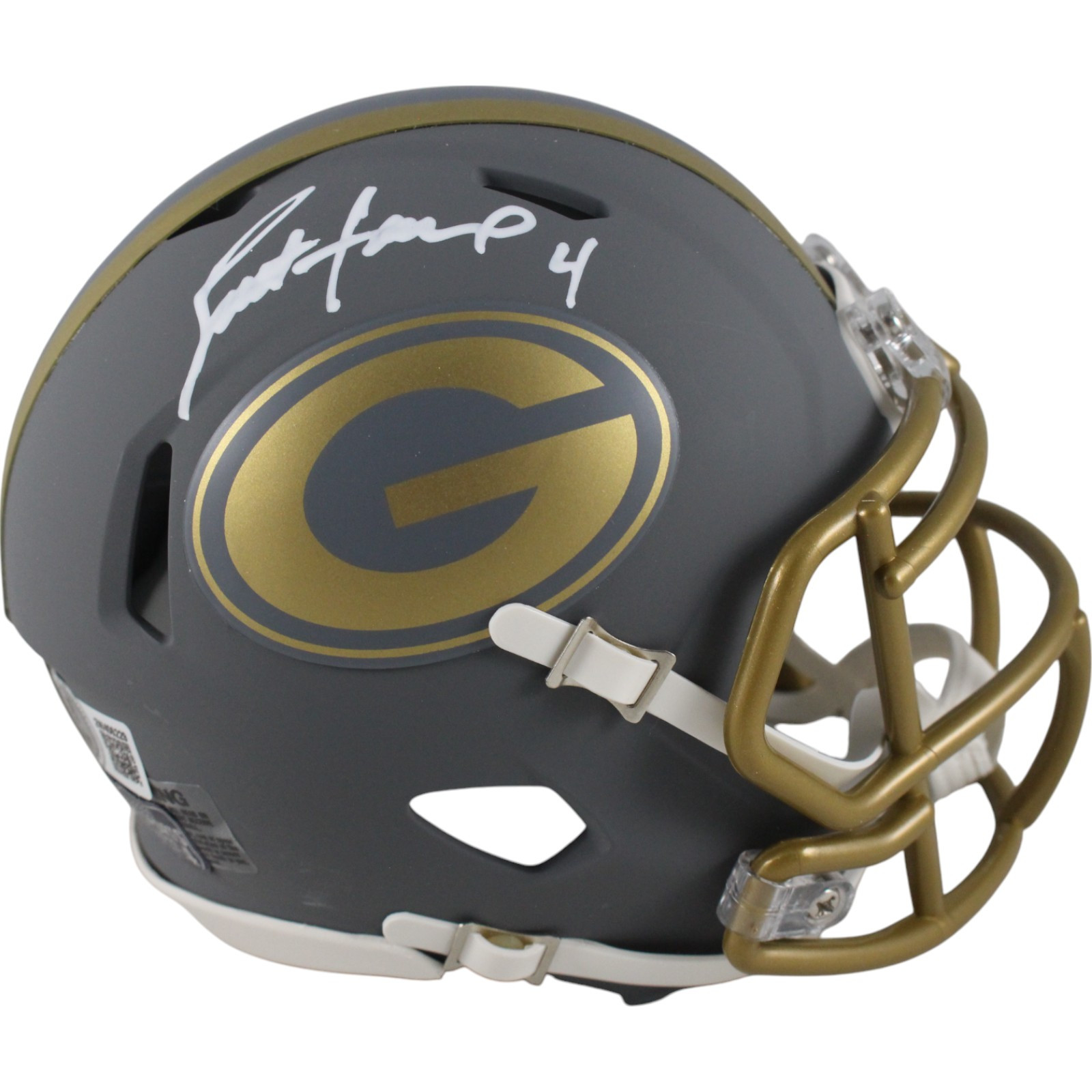 Brett Favre Autographed Green Bay Packers Slate Mini Helmet Beckett 49231