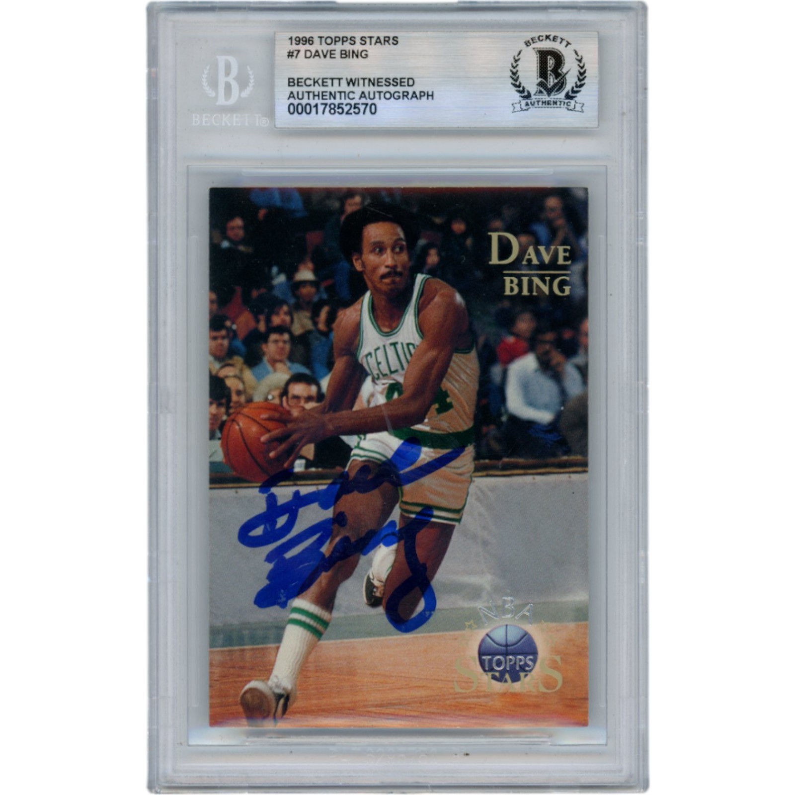 Dave Bing Autographed 1996 Topps Stars #7 Slabbed Trading Card Beckett 50640