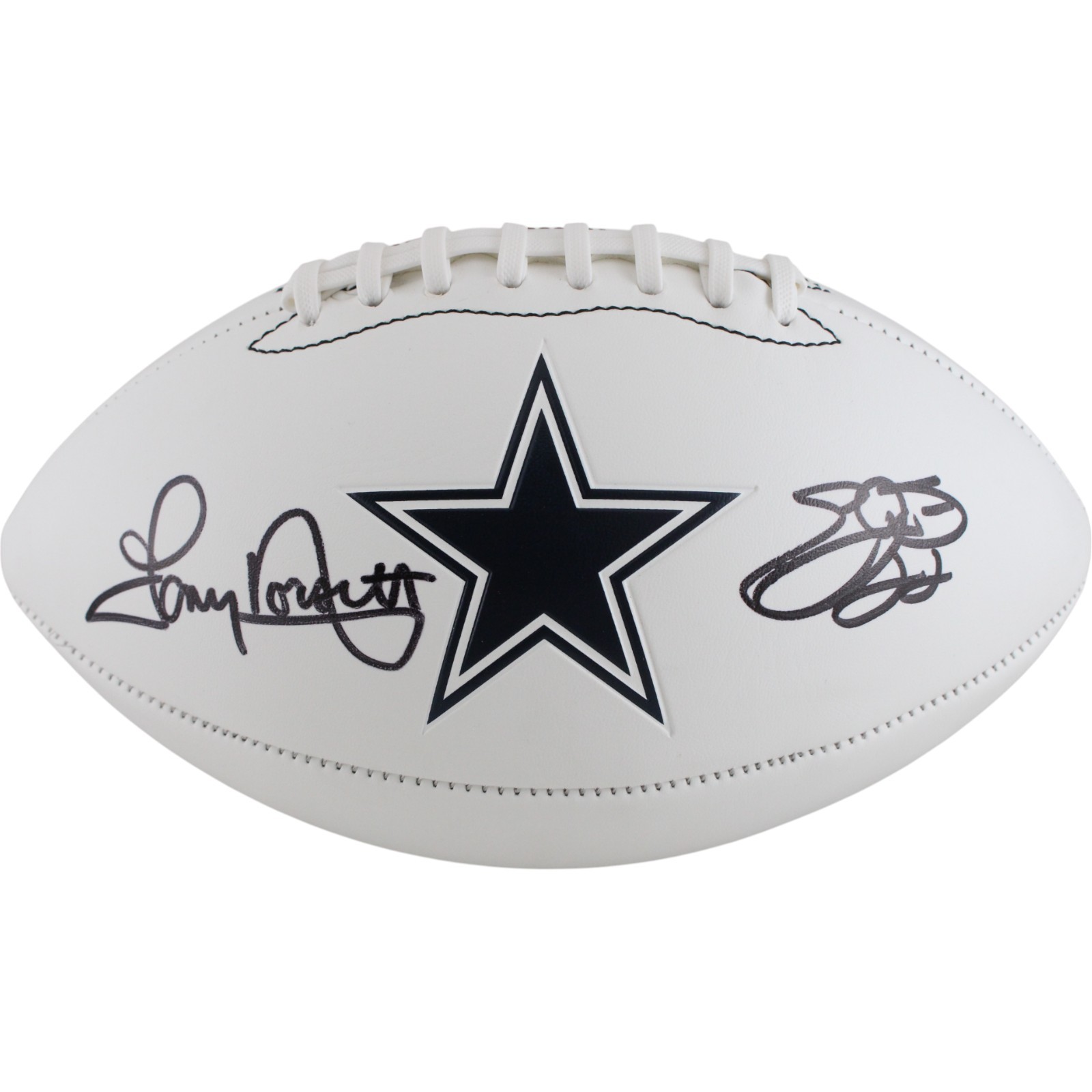 Emmitt Smith Tony Dorsett Autographed Dallas Cowboys Logo Football Beckett 50844
