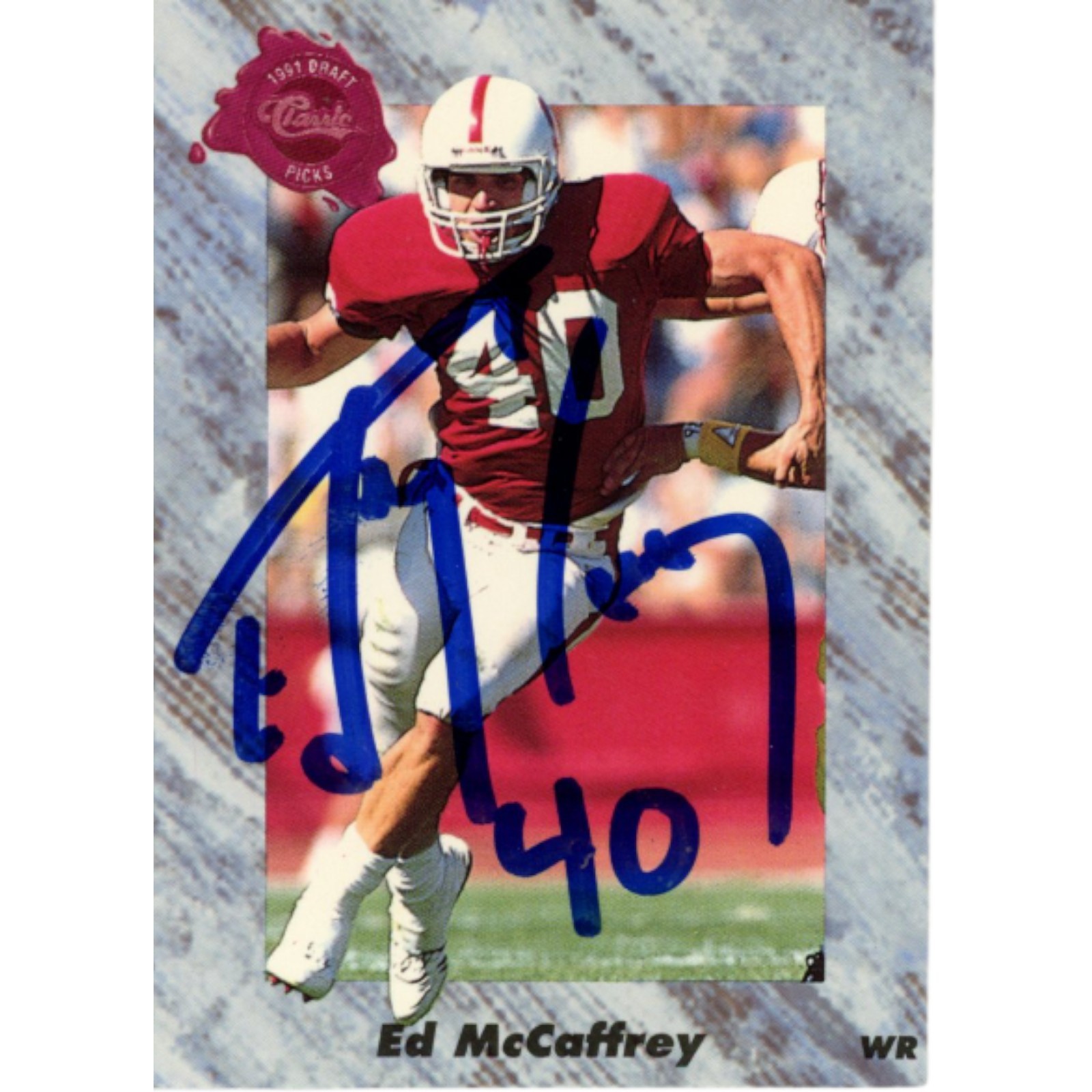 Ed McCaffrey Autographed/Signed 1991 Classic Draft Picks #217 Card Beckett 59208