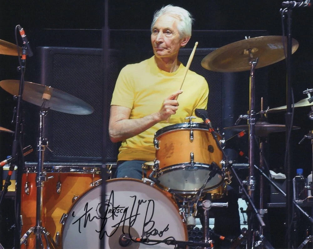 CHARLIE WATTS SIGNED AUTOGRAPH 8X10 PHOTO - ROLLING STONES, BLACK AND BLUE, ACOA