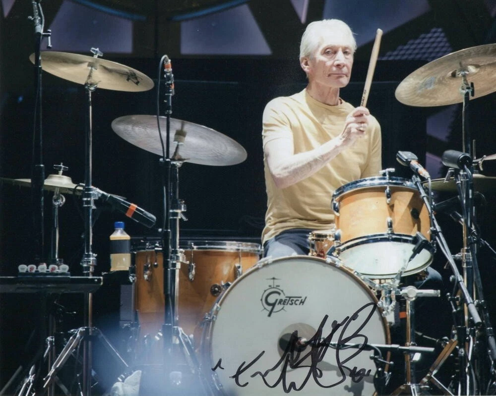 CHARLIE WATTS SIGNED AUTOGRAPH 8X10 PHOTO - LEGENDARY THE ROLLING STONES DRUMMER