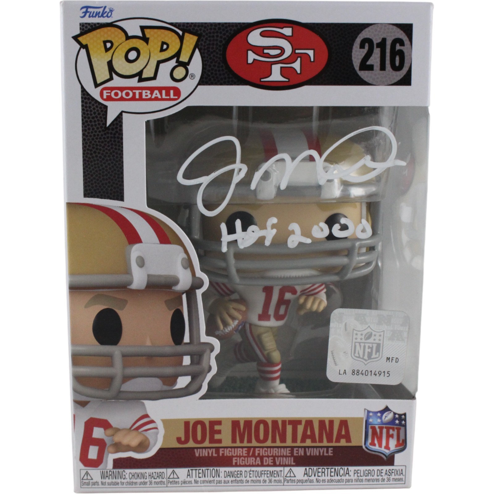 Joe Montana Autographed San Francisco 49ers Funko Pop! #216 HOF Fanatics 53791